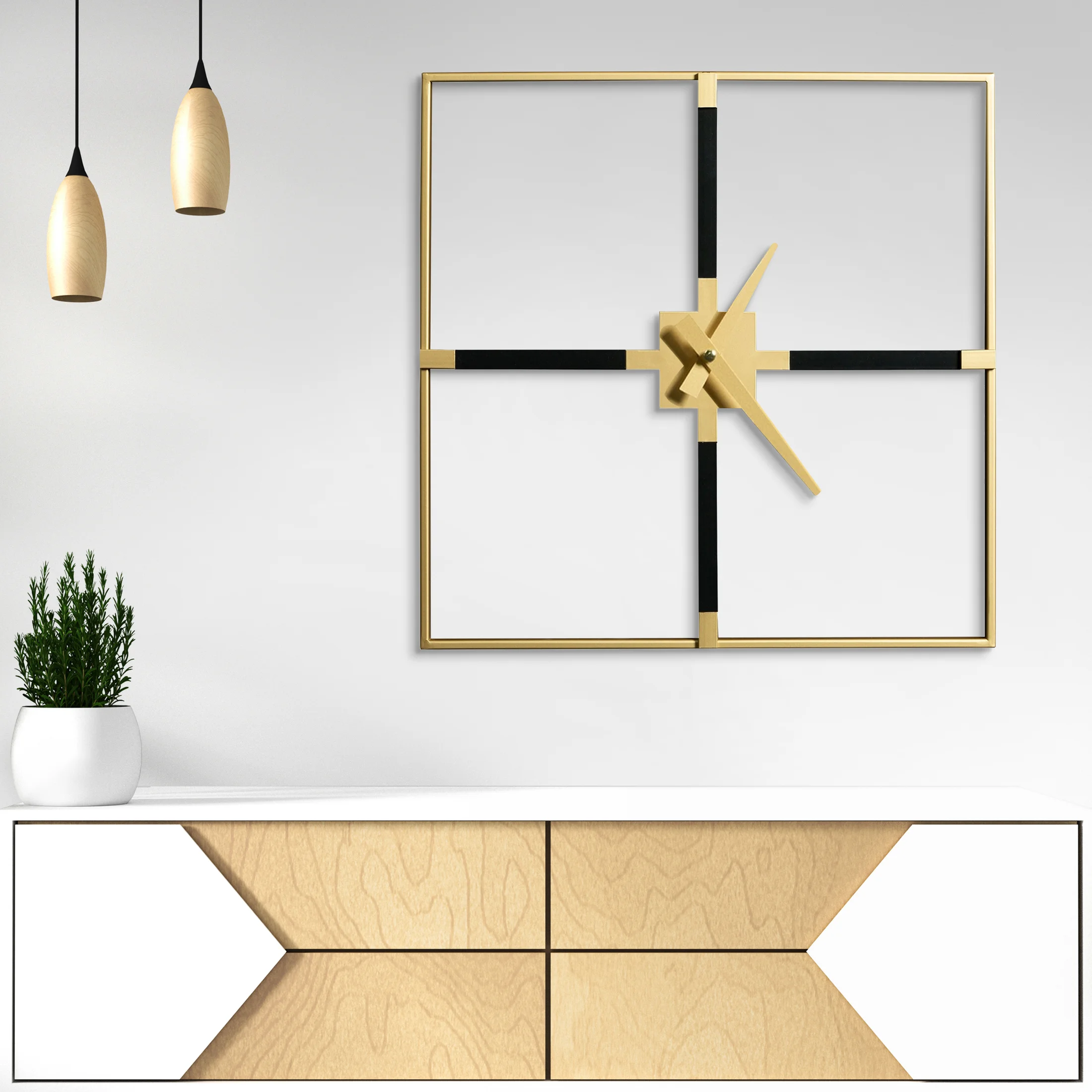 Zegar ścienny czarno-złoty z metalu w stylu nowoczesnym 80x5x60 cm