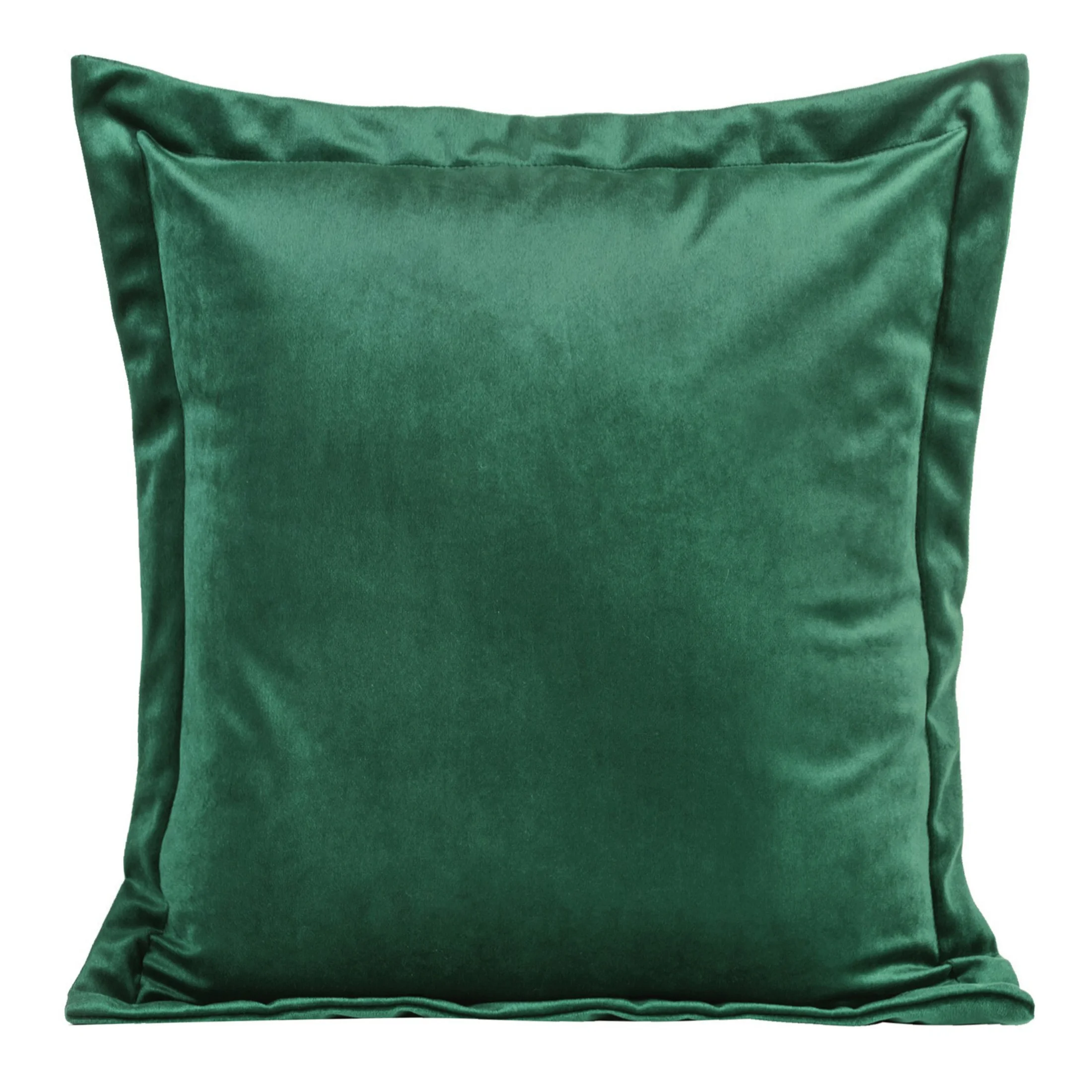 Poszewka na poduszkę 45x45 cm welwetowa ciemnozielona z ozdobnymi brzegami RIA Diva Line | eurofirany