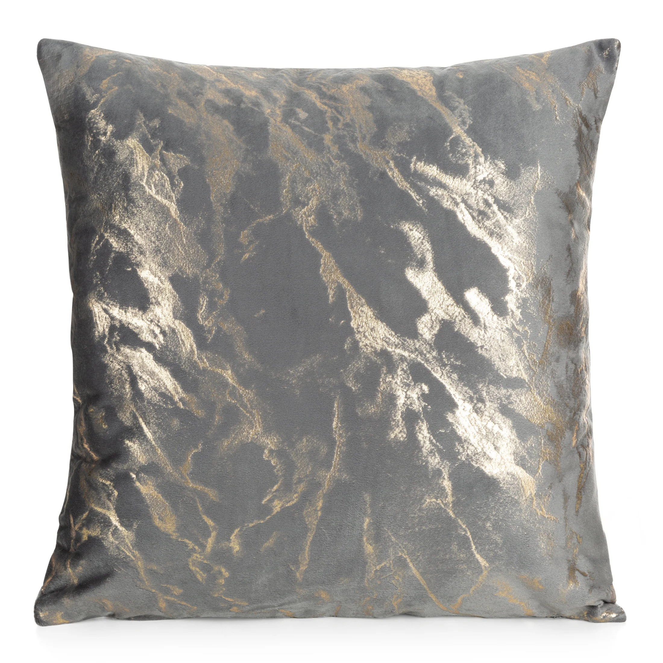 Poszewka na poduszkę 45x45 cm welwetowa, grafitowo złocista zdobiona marmurkowym wzorem DORIS DESIGN 91 | eurofirany