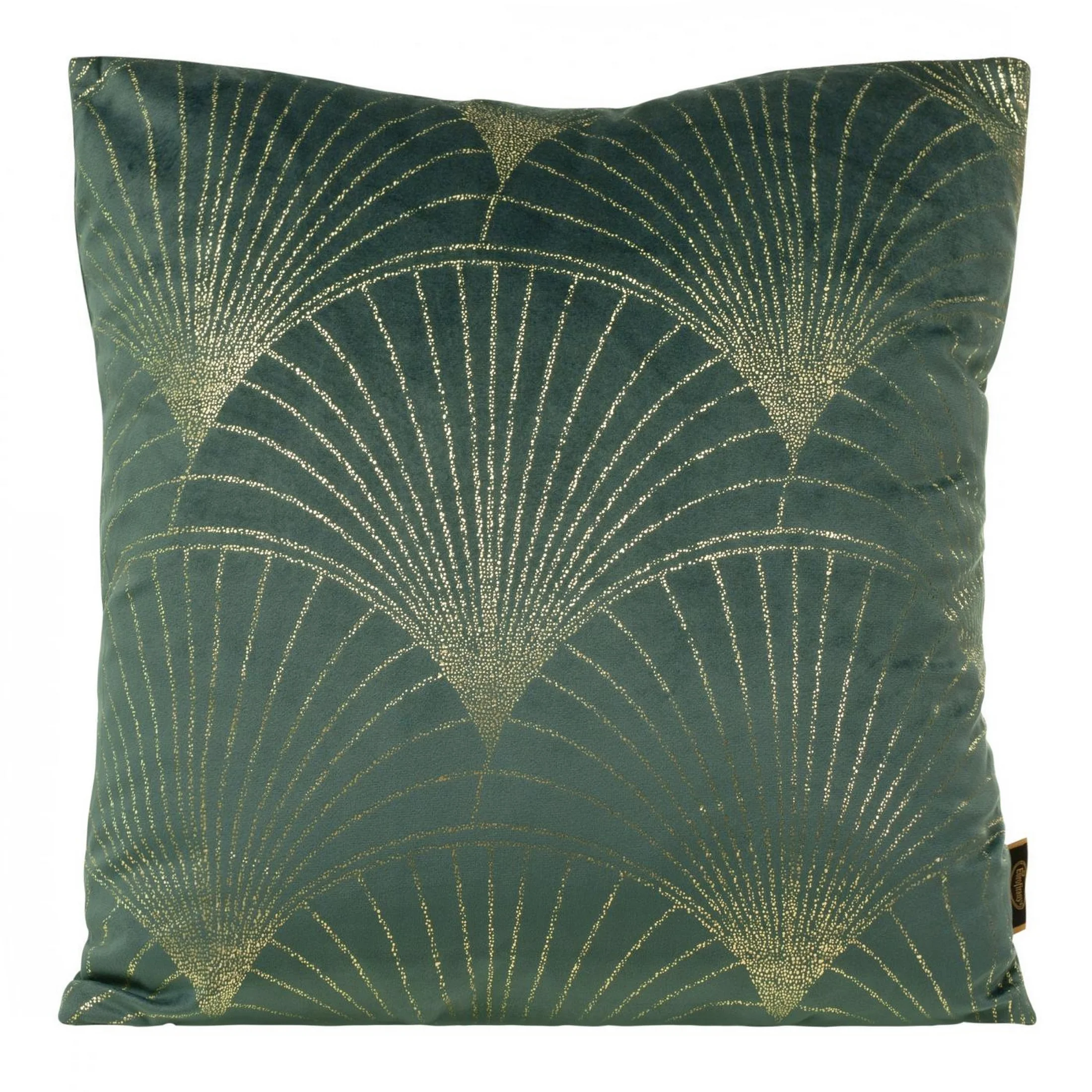 Poszewka na poduszkę 45x45 cm welwetowa kolor ciemnomiętowy ze złotym nadrukiem BLINK 21 | eurofirany