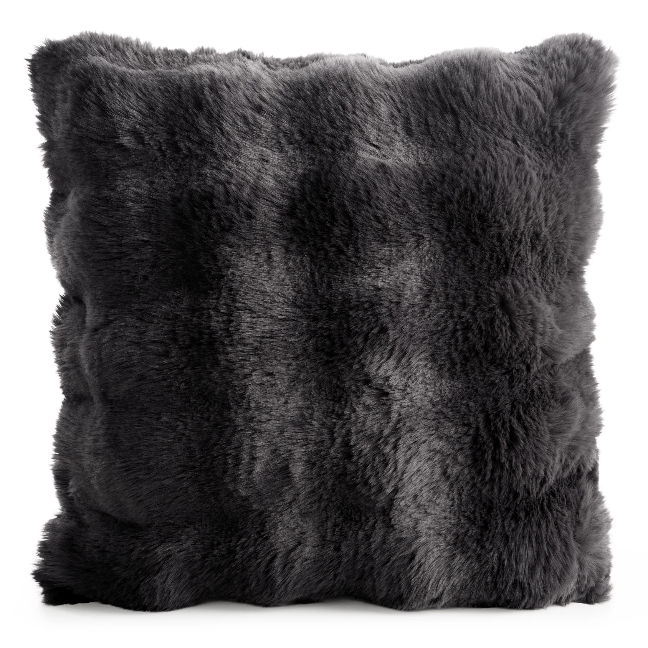 Poszewka na poduszkę 45x45 cm z futerka kolor stalowy zdobiona efektem 3D LILY | eurofirany