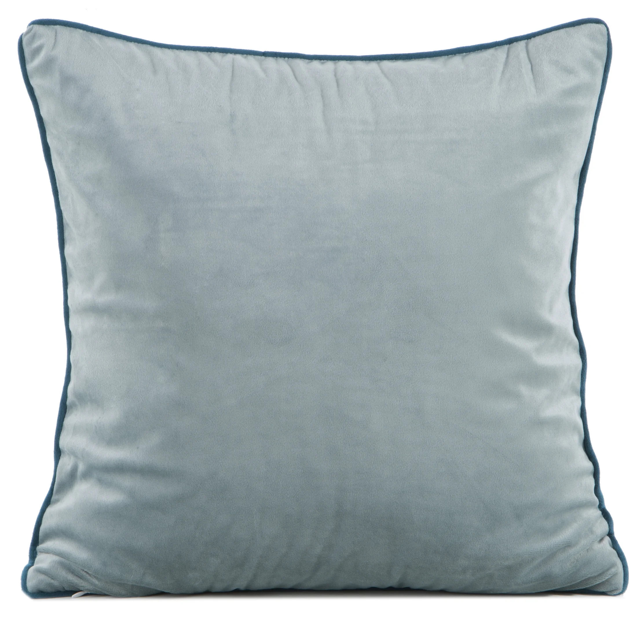 Poszewka na poduszkę 60x60 cm welwetowa kolor szałwiowy o delikatnym połysku z ozdobną lamówką GAJA 2 | eurofirany