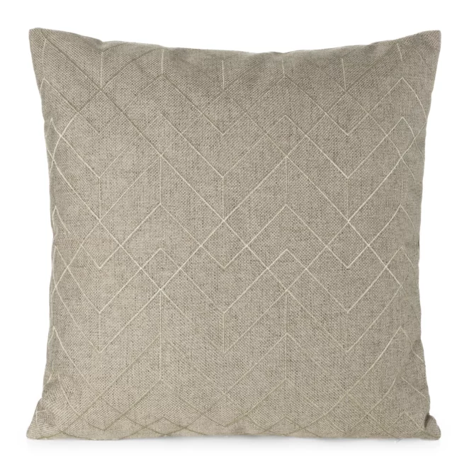Poszewka na poduszkę 45x45 cm kolor beżowy z złotym geometrycznym haftem MILA