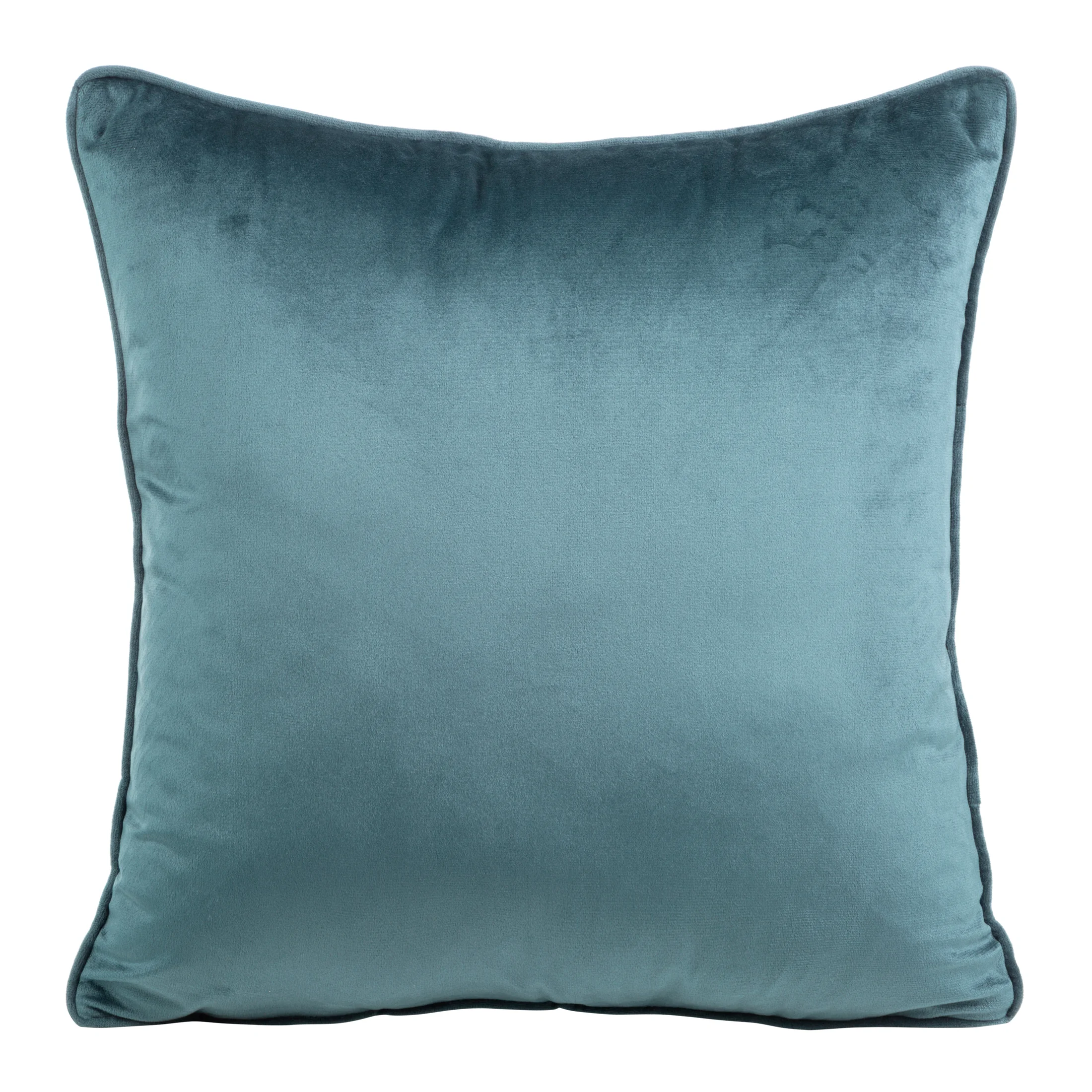 Poszewka na poduszkę 40x40 cm welwetowa kolor ciemnoniebieski, szałwiowy z ozdobną wypustką na brzegach MEL | eurofirany