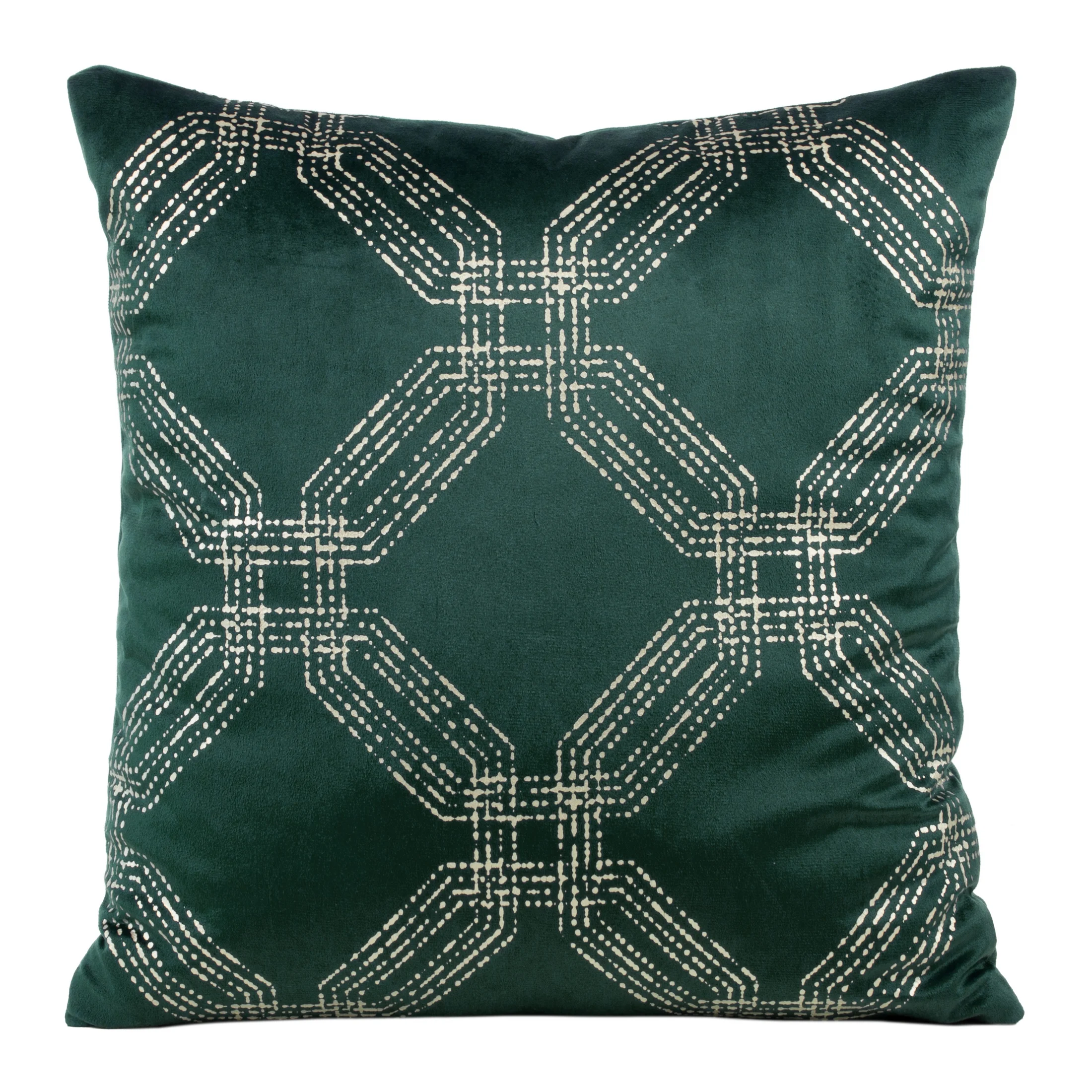 Poszewka na poduszkę 45x45 cm welwetowa kolor ciemnozielony z błyszczącym nadrukiem BLINK 30 | eurofirany