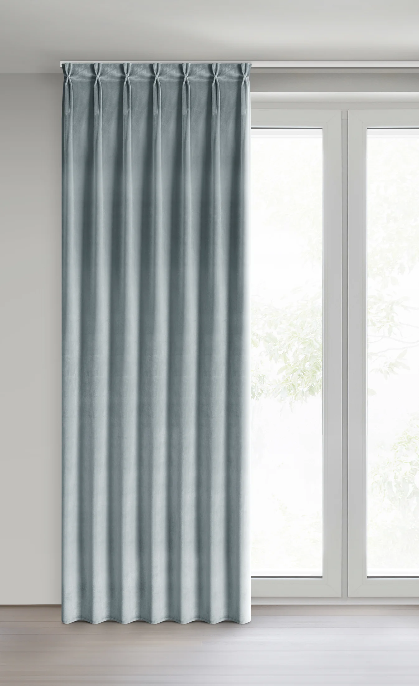 Zasłona srebrna z welwetowej tkaniny 80x270 cm (wymiar podany na gotowo) system flex - MELANIE