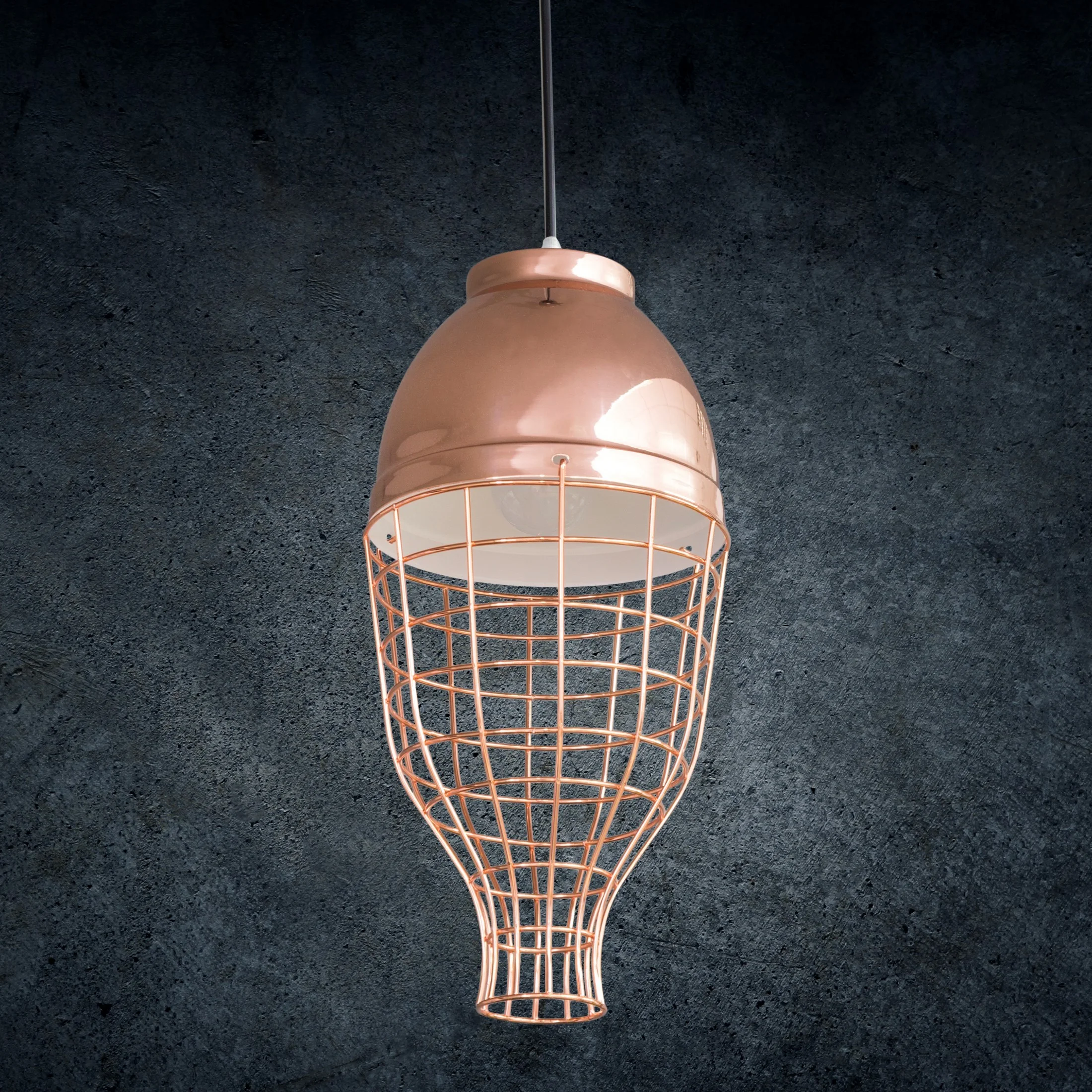 Lampa wisząca do pokoju miedziana LUCY w stylu industrialnym z metalu