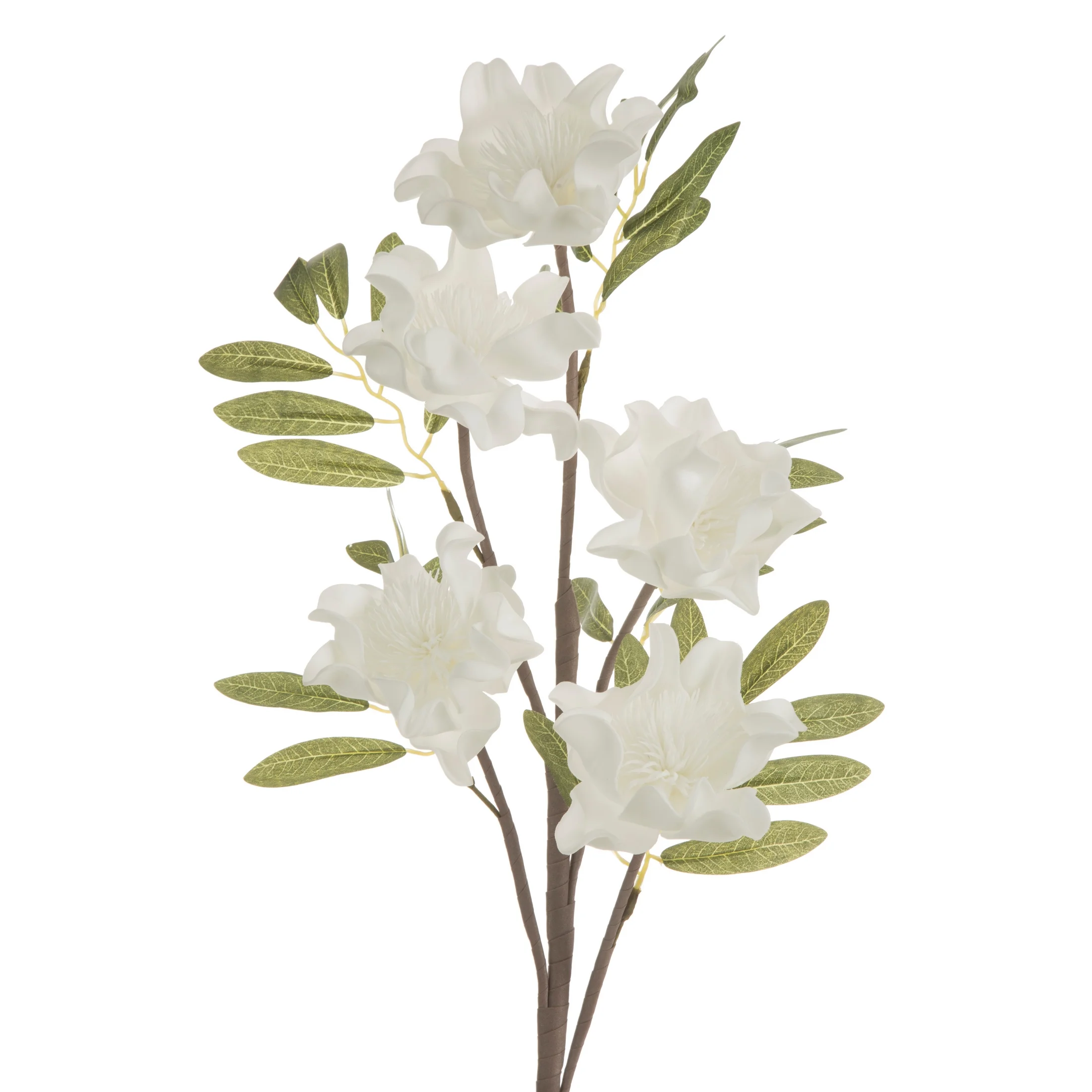 Kwiat sztuczny magnolii biały z plastycznej pianki foamiran 89 cm