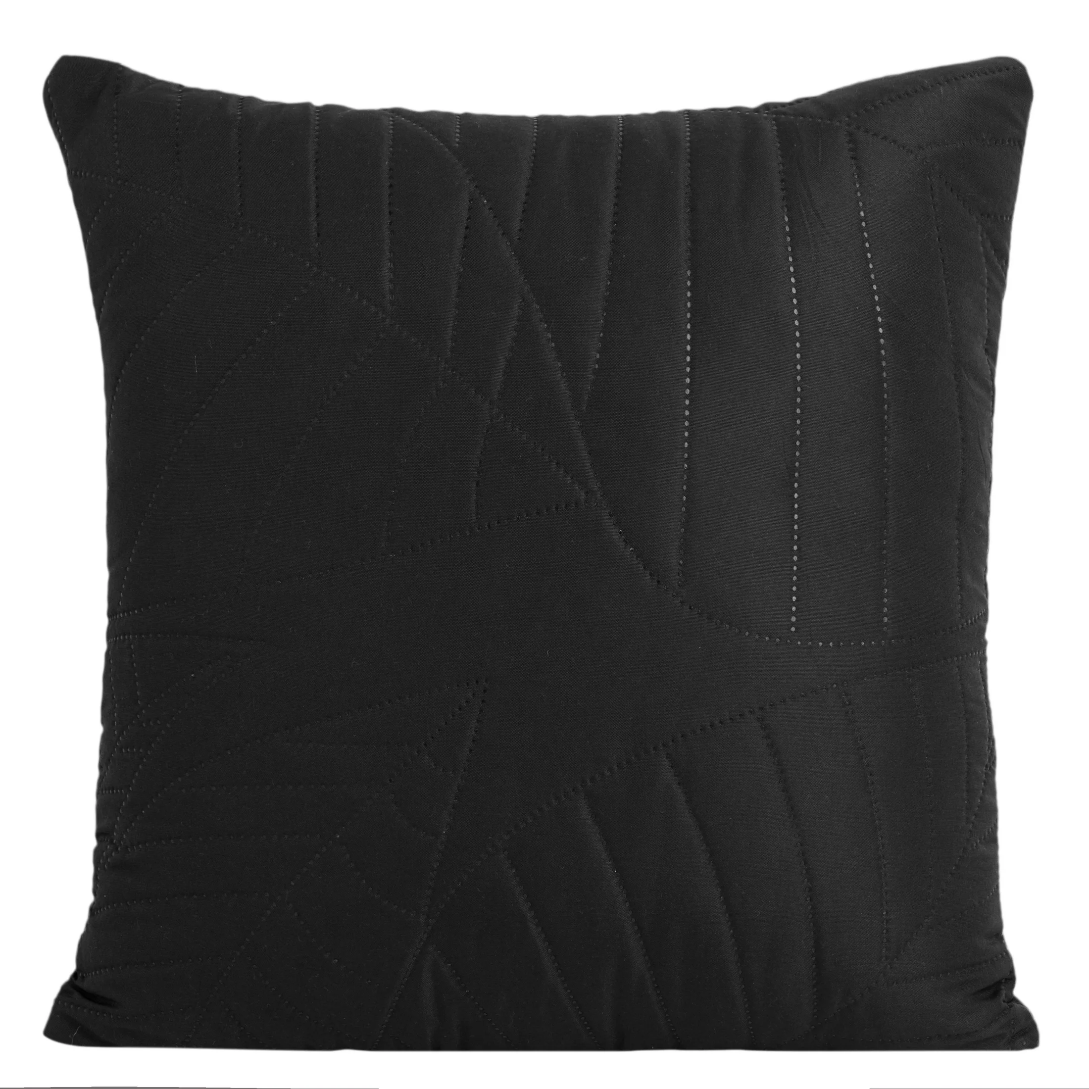 Poszewka na poduszkę 40x40 cm czarna z motywem liści wytłaczanym techniką hot press BONI DESIGN 91 | eurofirany