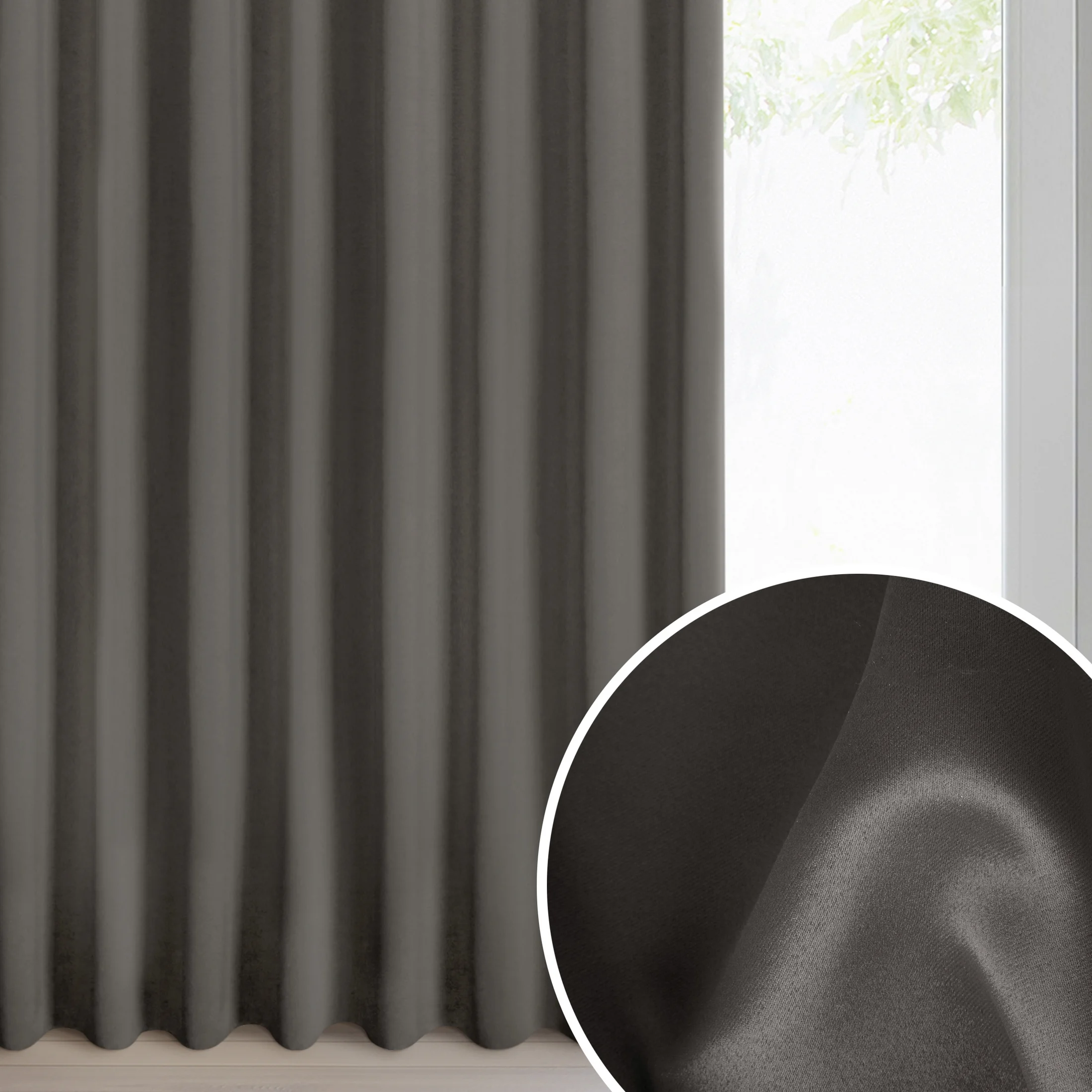 Zasłona grafitowa zaciemniająca 140x300 cm taśma imitująca flex - MILAN | eurofirany