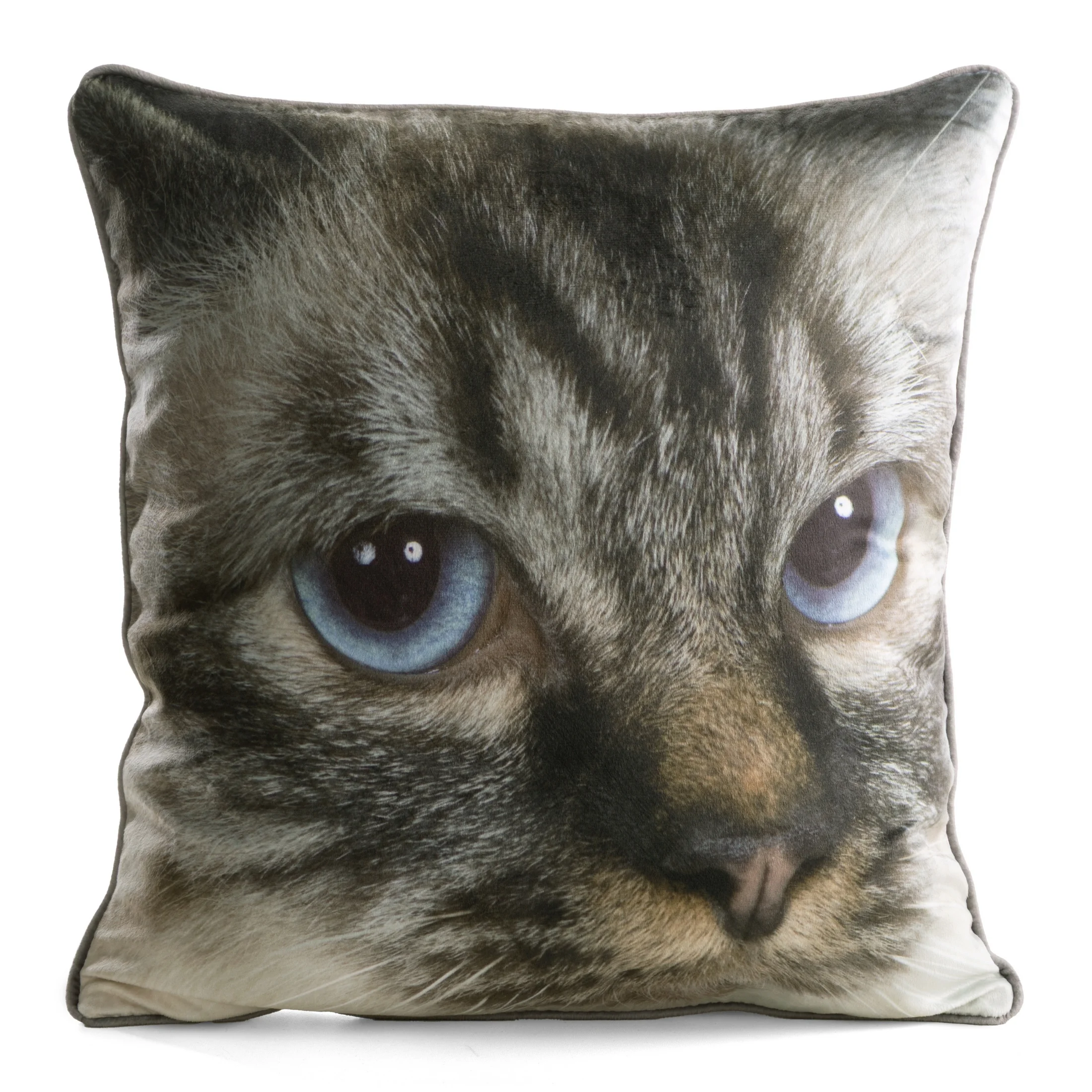 Poszewka na poduszkę 45x45 cm welwetowa beżowo, biała z motywem kota ANIMAL 80 | eurofirany