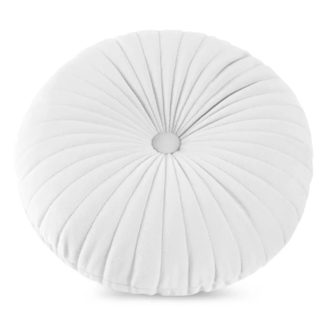 Poduszka okrągła średnica 40 cm welwetowa biała pikowana VELVET 68