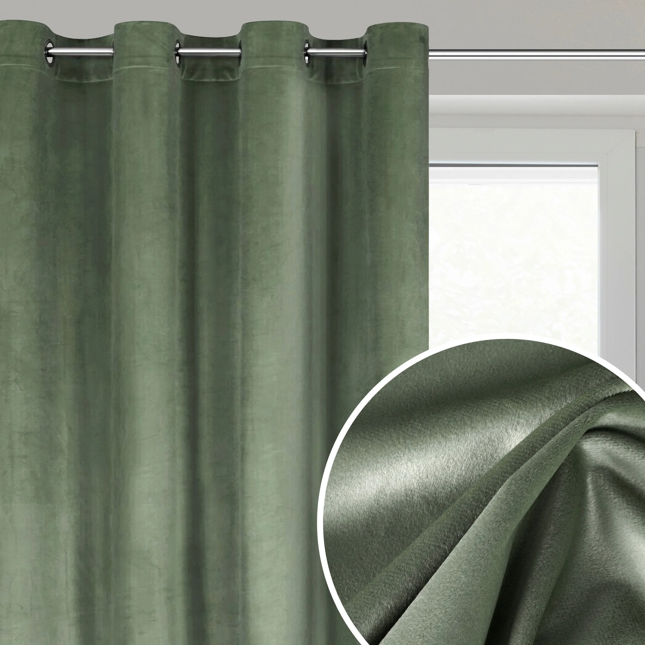 Zasłona oliwkowa z matowego welwetu 140x250 cm przelotka - MELANIE | eurofirany