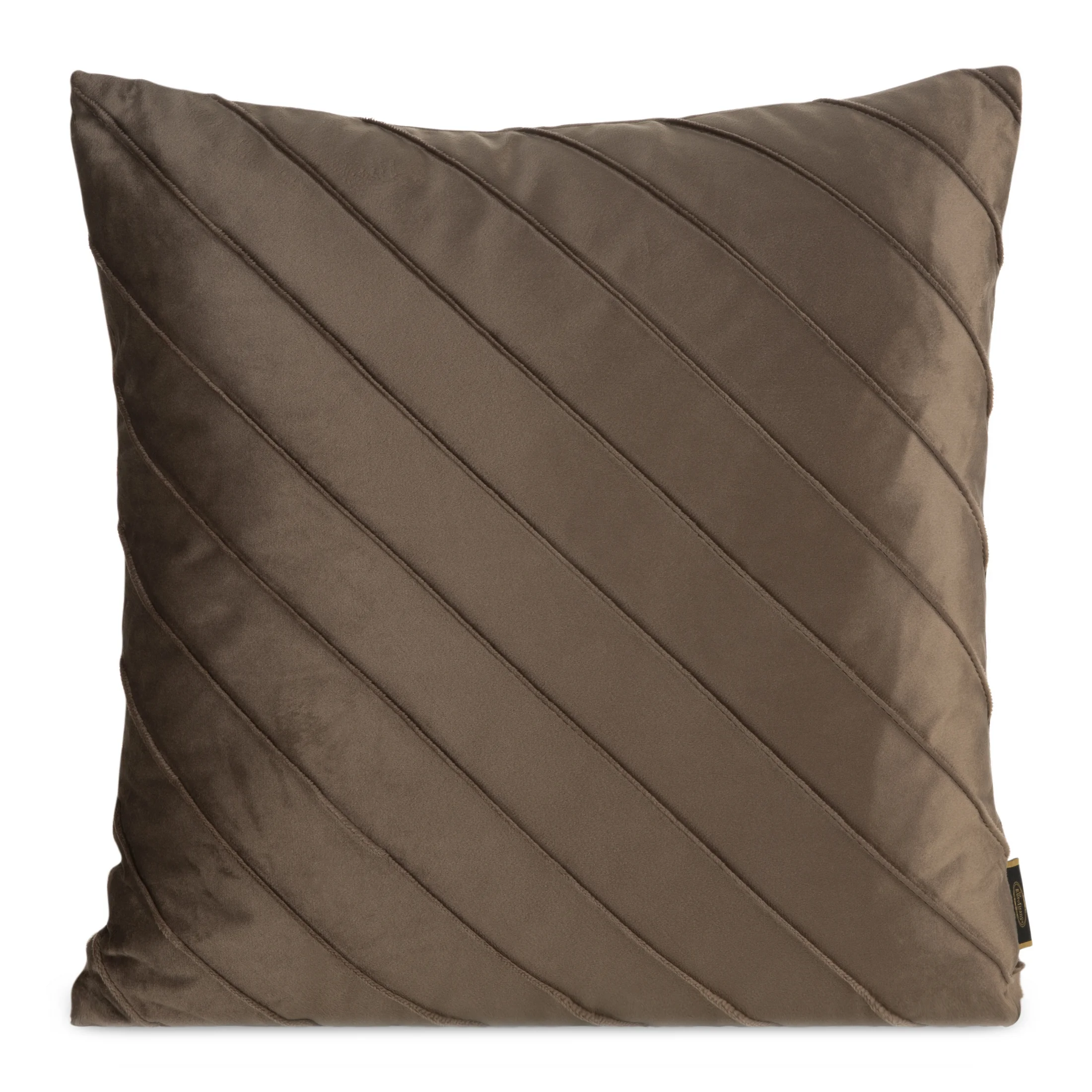 Poszewka na poduszkę 45x45 cm welwetowa jasnobrązowa z geometrycznym przeszywanym wzorem NALA Eurofirany Premium | eurofirany