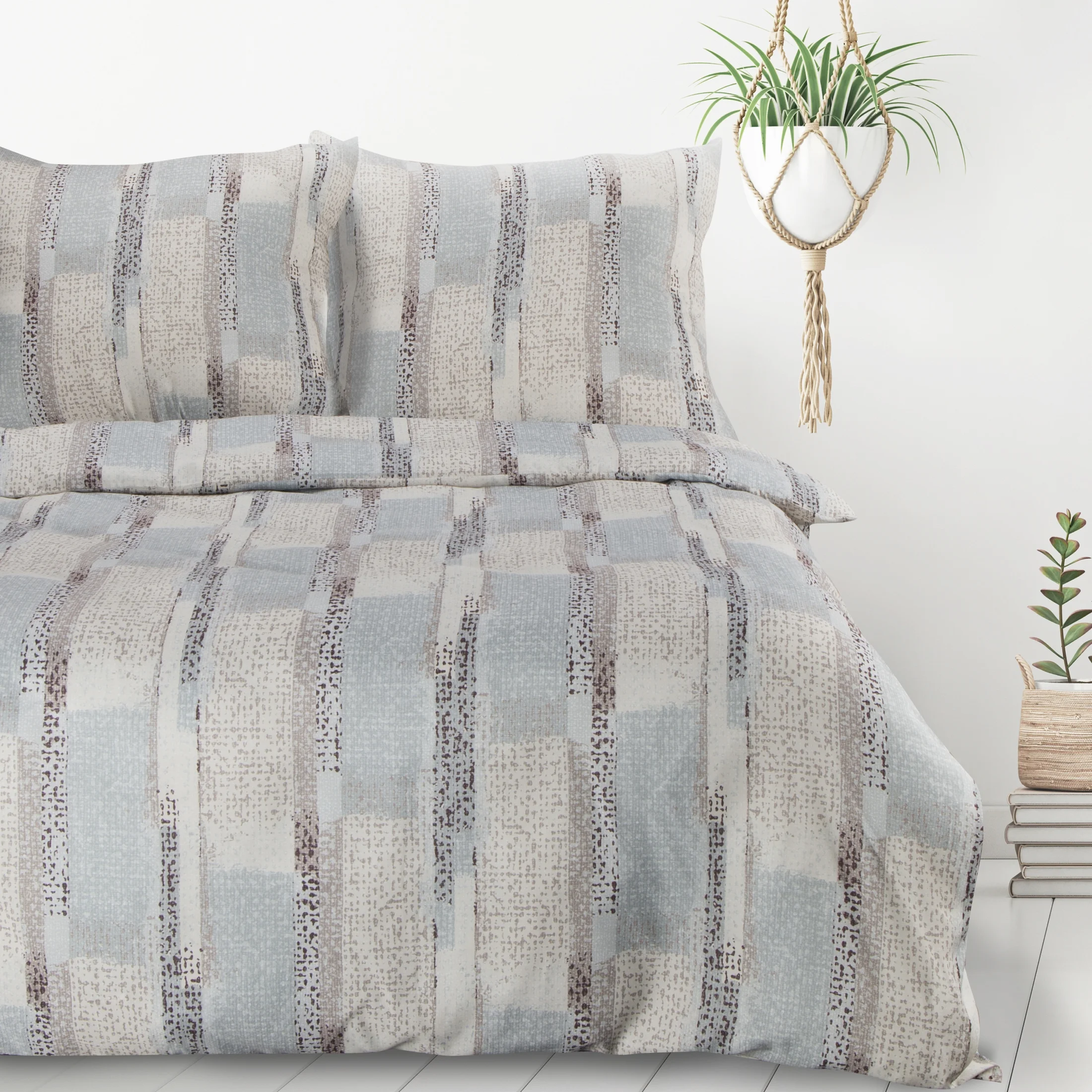 Pościel 220x200 cm kolor srebrny, beżowy z fantazyjnym wzorem ALLISON Design 91 | eurofirany