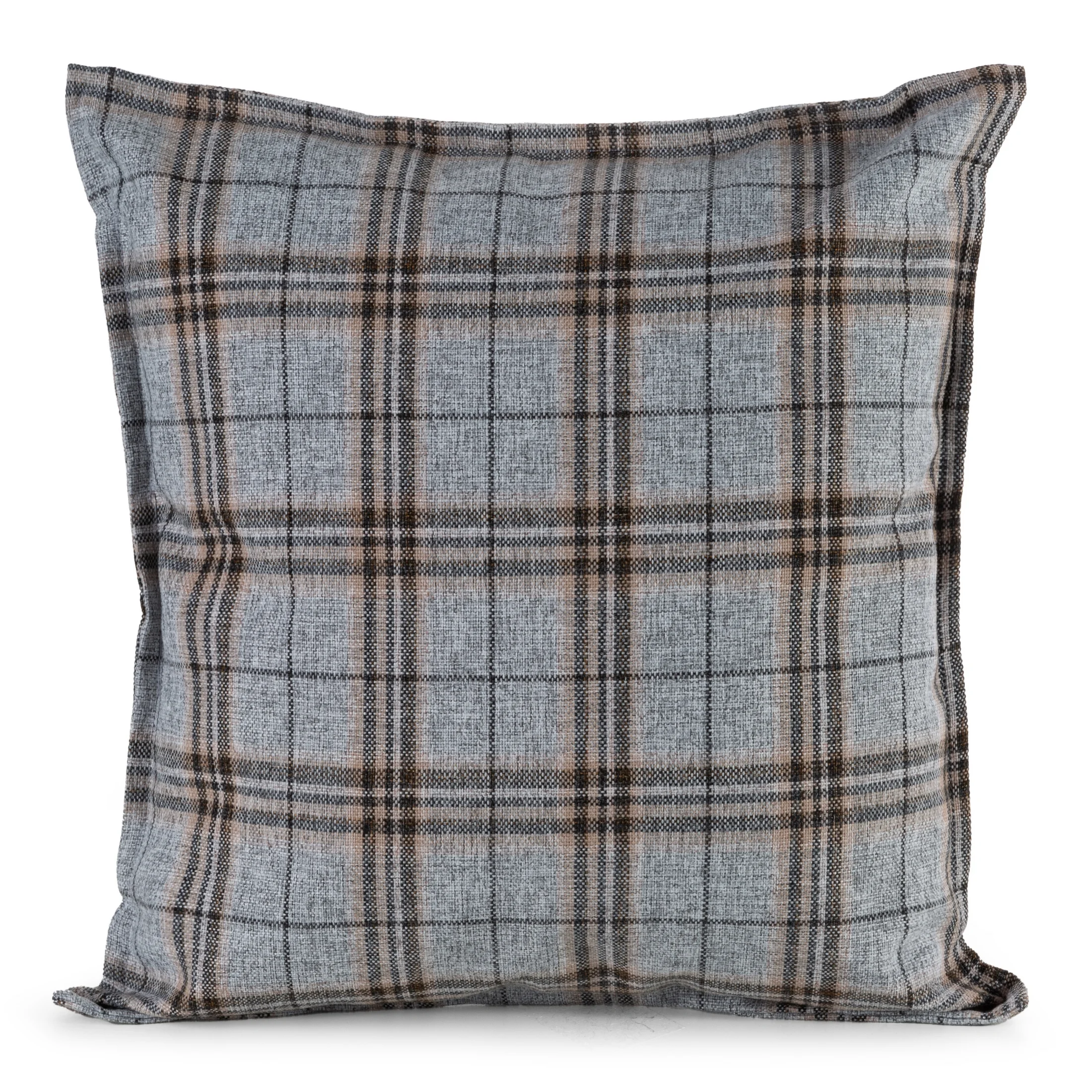 Poszewka na poduszkę 45x45 cm z tkaniny wodoodpornej srebrno, brązowa idealna na taras oraz balkon zdobiona nadrukiem kraty GARDEN