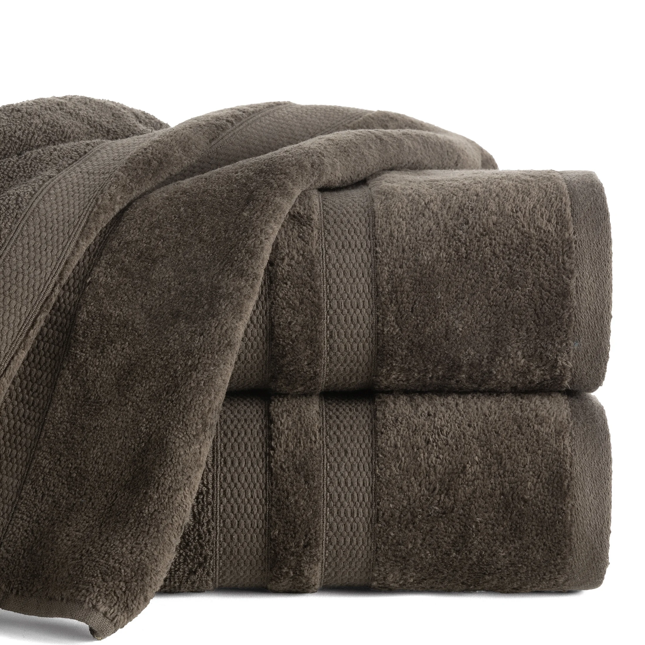 Ręcznik do rąk 30x50 cm bawełniany kolor brązowy z welwetową bordiurą w pasy 500 g/m2 PORTO