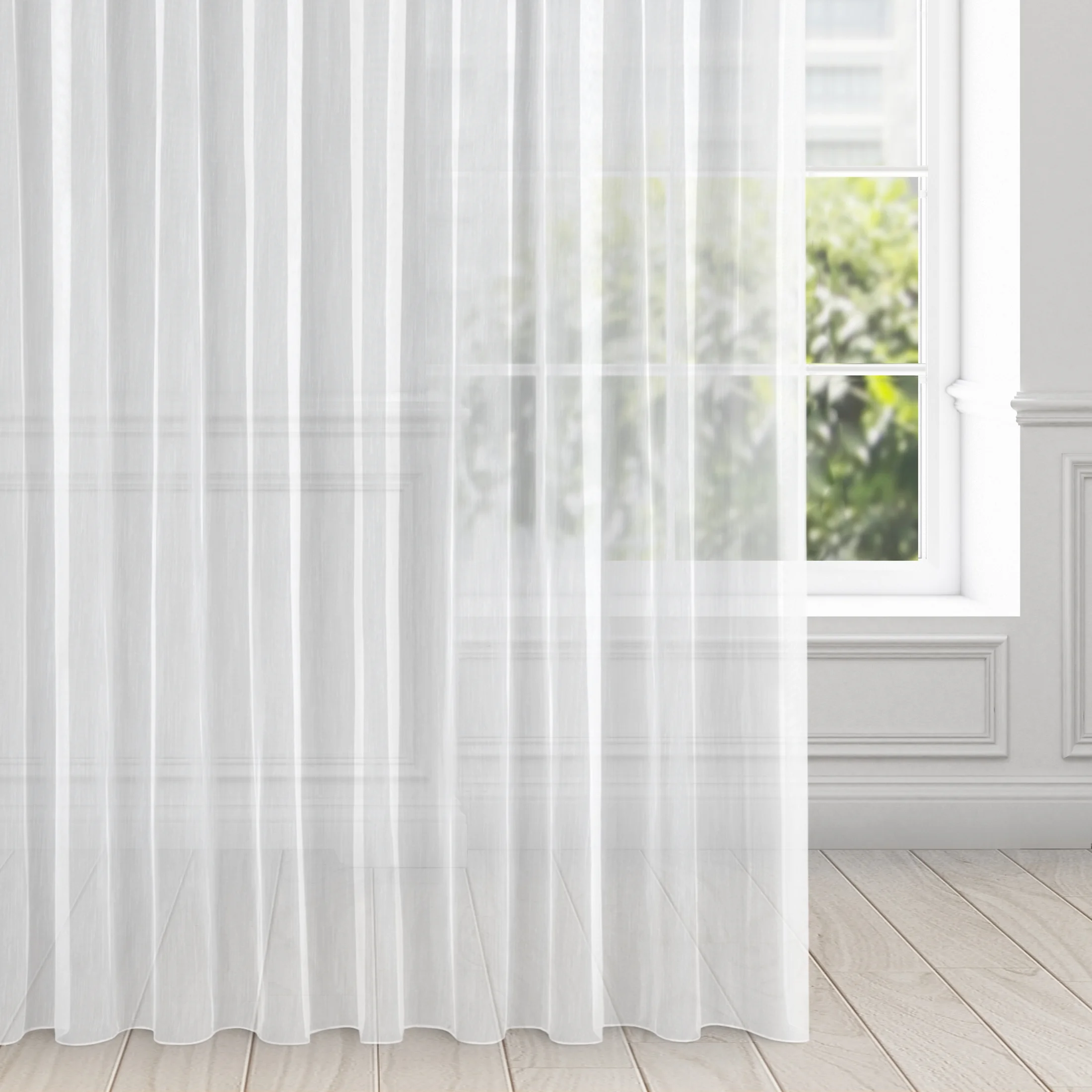 Firana biała o strukturze drobnego deszczyku 350x270 cm taśma NICEA | eurofirany