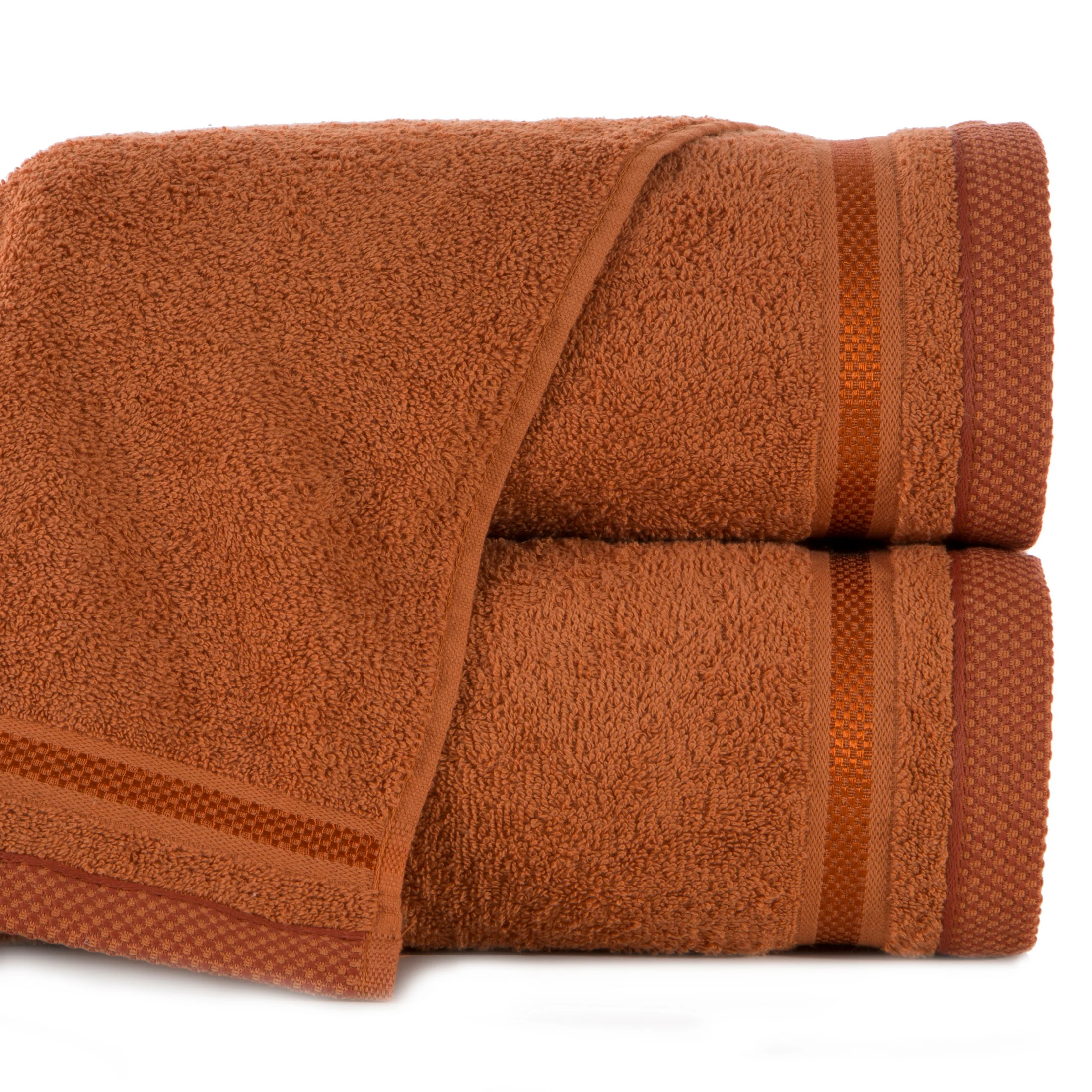 Ręcznik kąpielowy 50x90 cm bawełniany kolor pomarańczowy z bordiurą w paski 500 g/m2 ABBIE