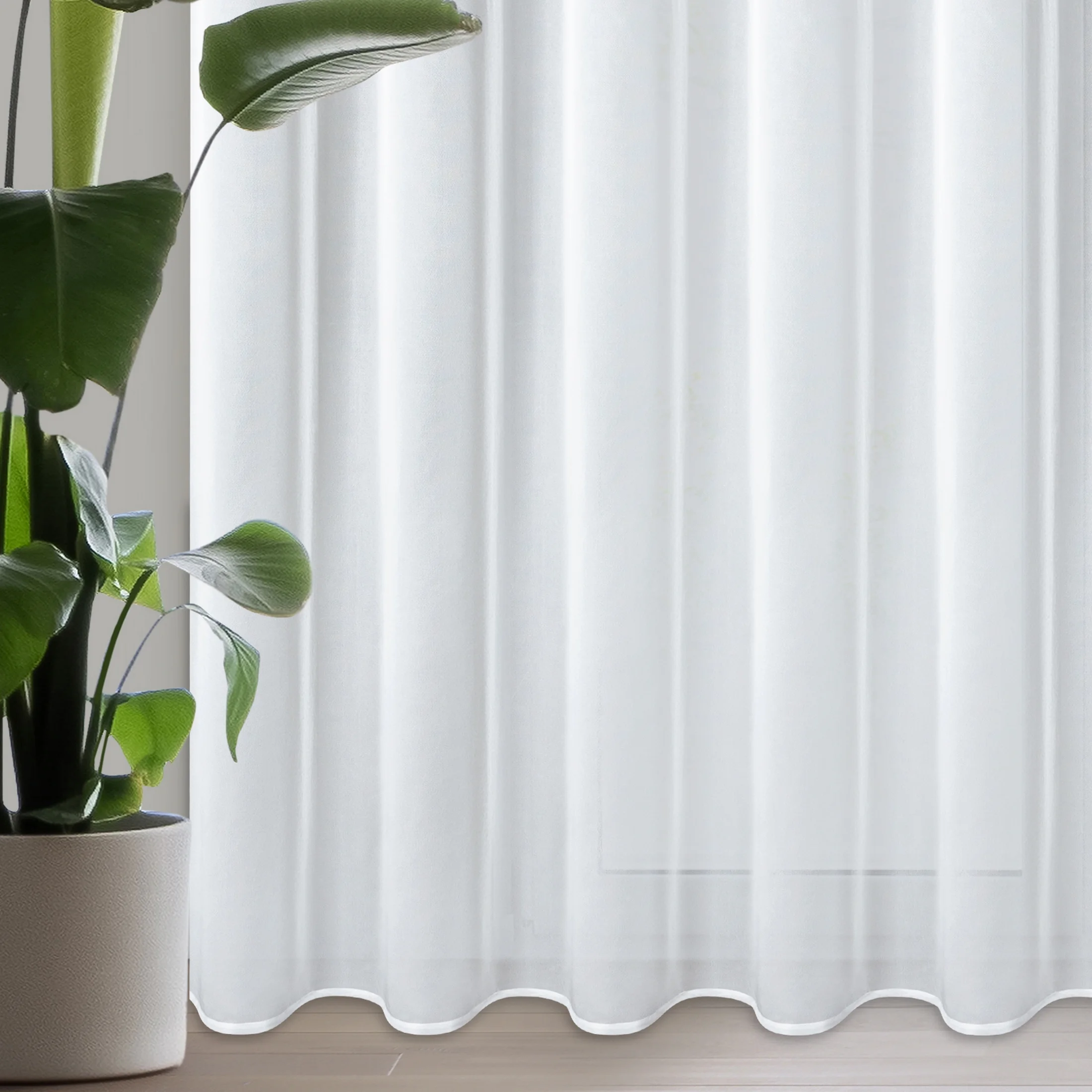 Firana z subtelnym wzorem delikatnej kratki 350x270 cm przelotka TINA | eurofirany