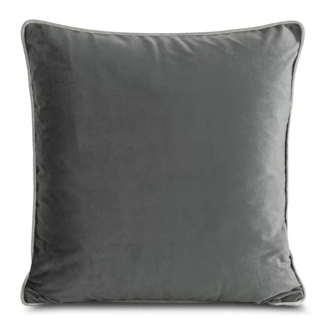 Poszewka na poduszkę 60x60 cm welwetowa stalowa zdobiona kontrastującą wypustką na brzegach poszewki MELIA Eurofirany Premium