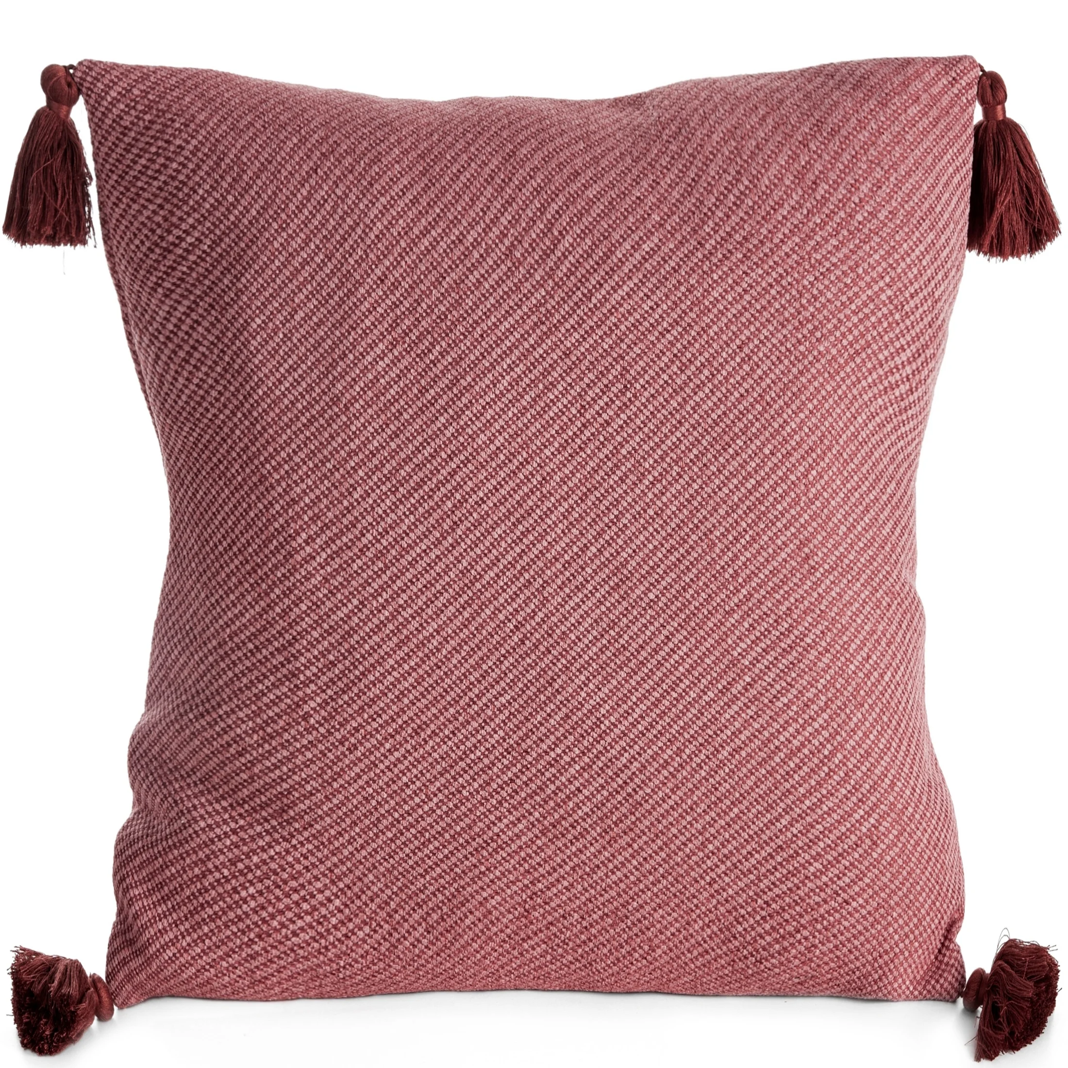 Poszewka na poduszkę 45x45 cm gładka różowa z ozdobnymi chwostami na rogach POLY | eurofirany