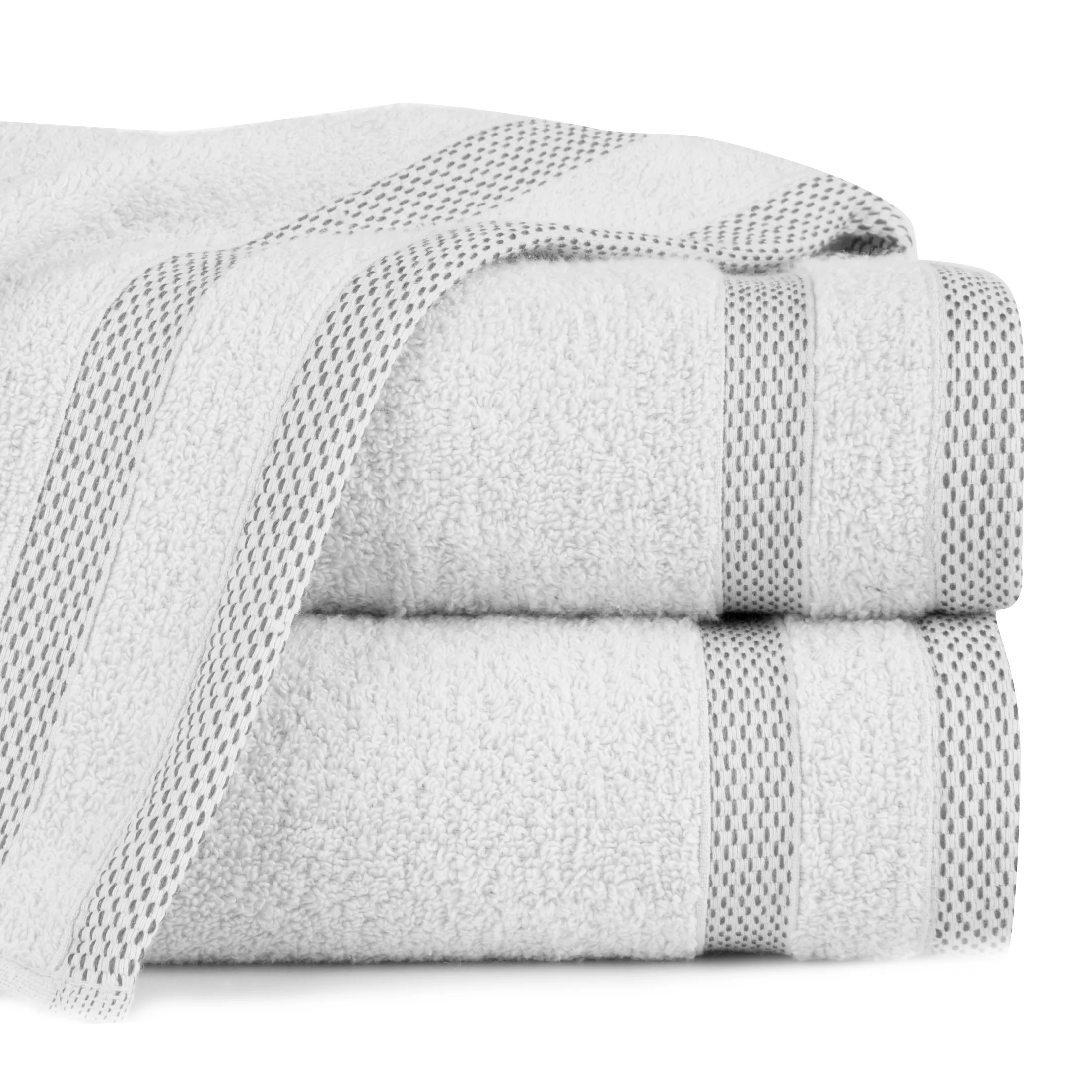 Ręcznik do rąk 30x50 cm bawełniany kolor biały zero twist z bordiurą w paski 400 g/m2 RIKI