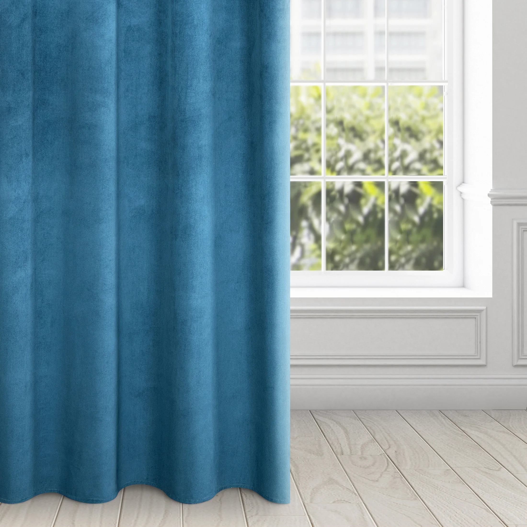 Zasłona granatowa z matowego welwetu 140x250 cm przelotka - MILO | eurofirany