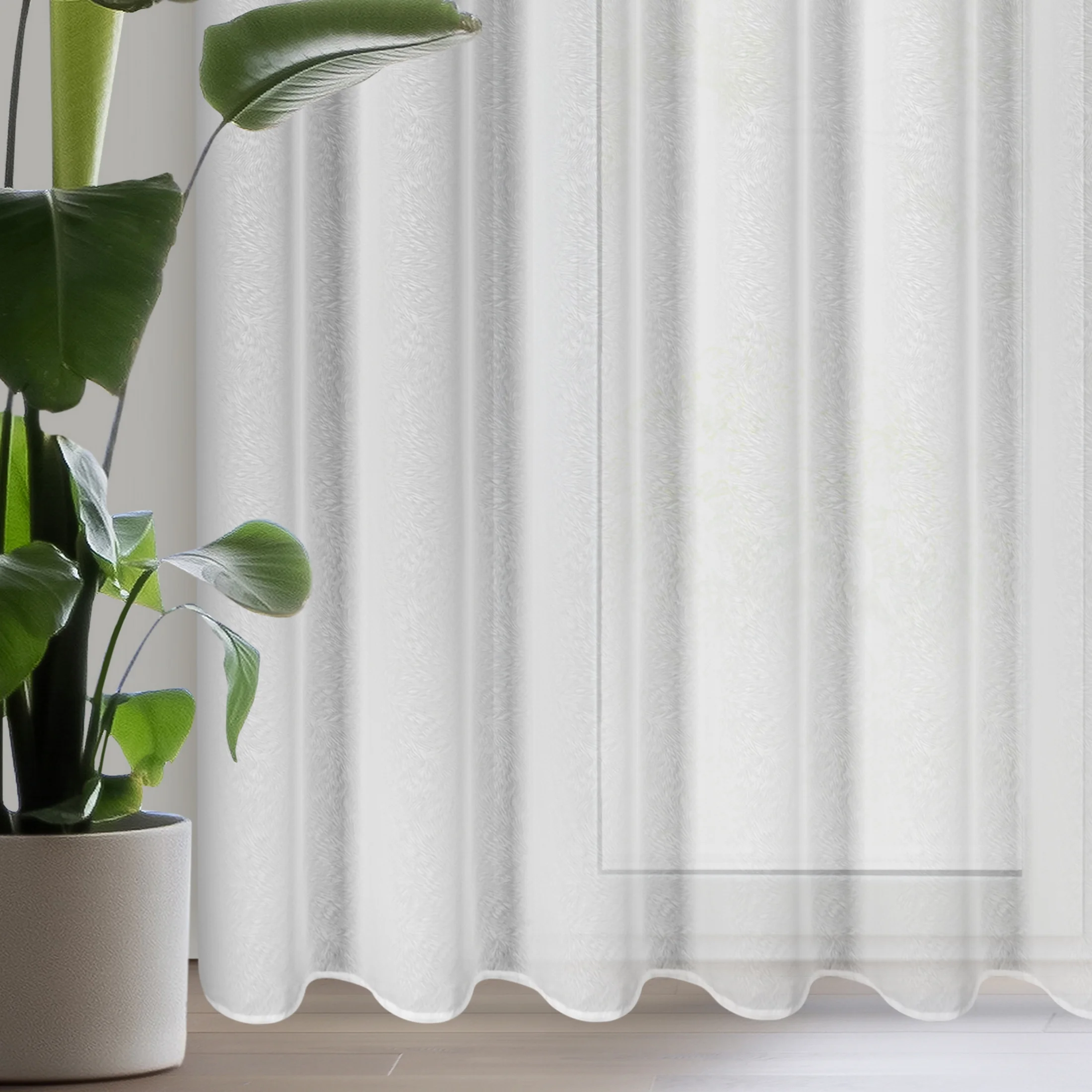 Firana biała z subtelnym wzorem 350x250 cm przelotka - TULSA | eurofirany