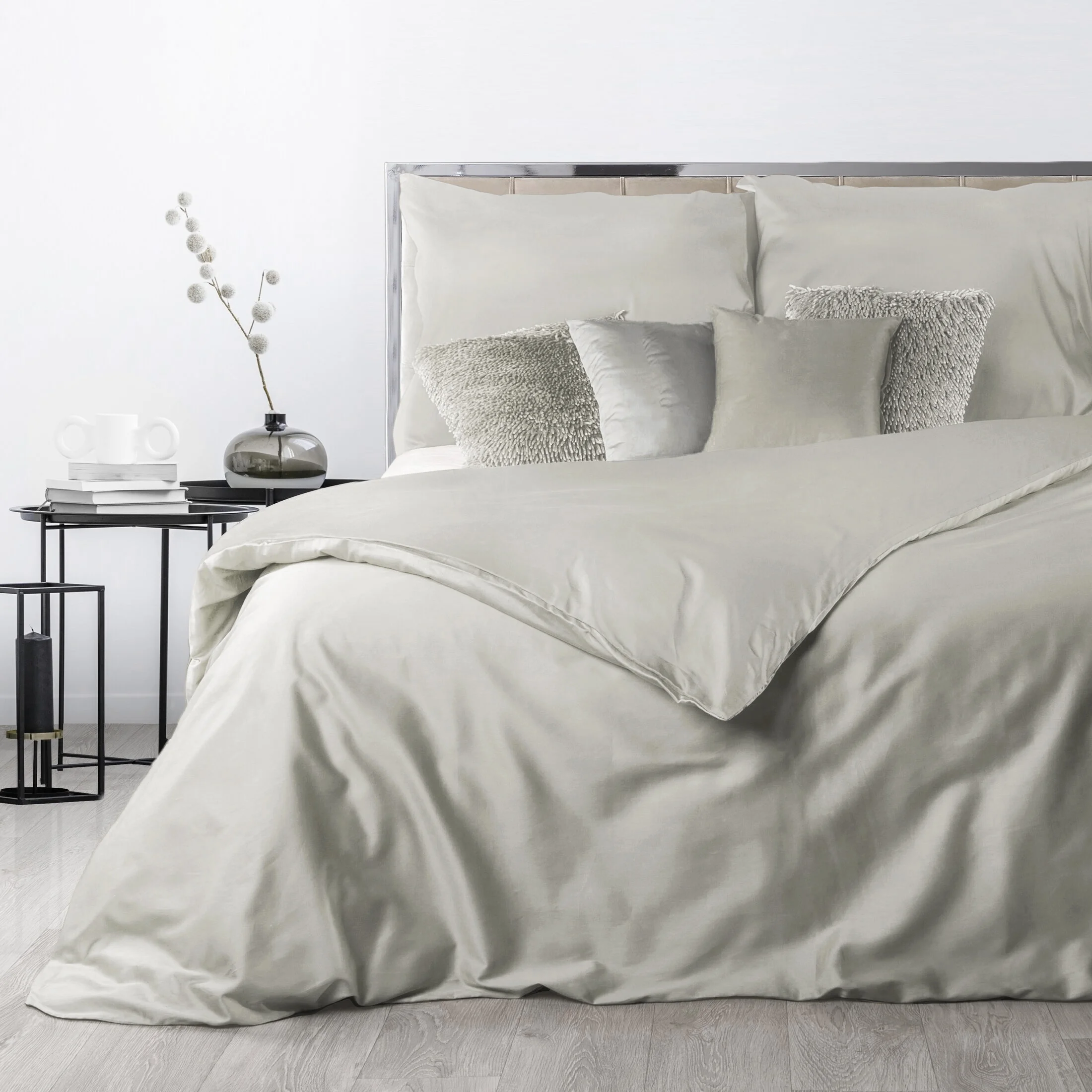 Pościel 160x200 cm gładka z makosatyny bawełnianej kolor beżowy DELIA Reina Line | eurofirany