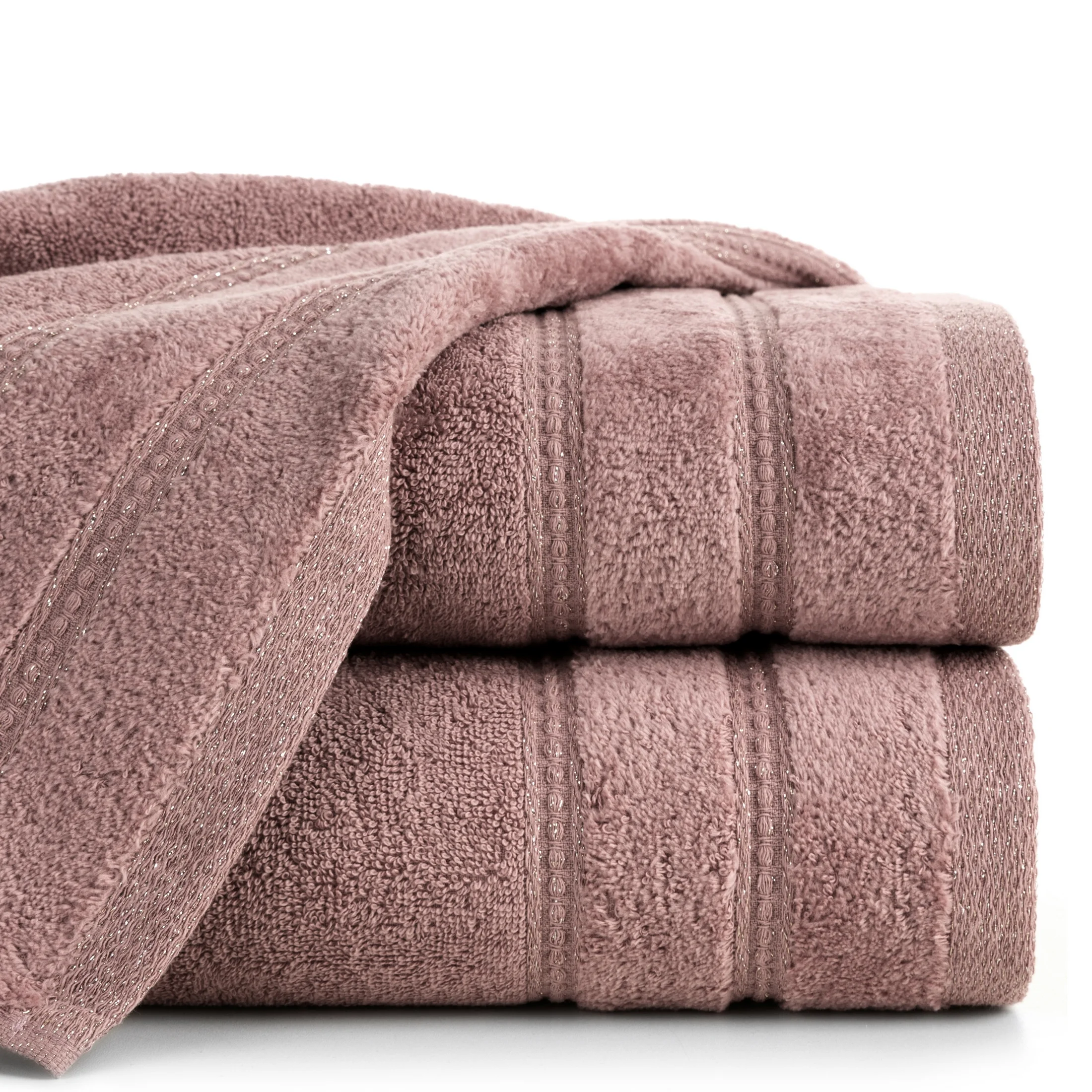 Ręcznik do rąk 30x50 cm bawełniany kolor liliowy zdobiony błyszczącymi paseczkami 500 g/m2 GLORY 4