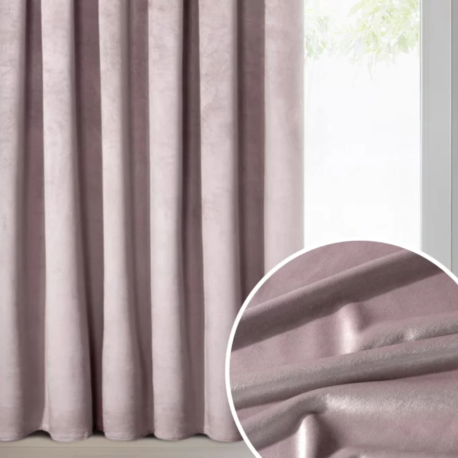 Zasłona welwetowa pudrowy róż 140 x 270 cm taśma - ROSA - Design 91