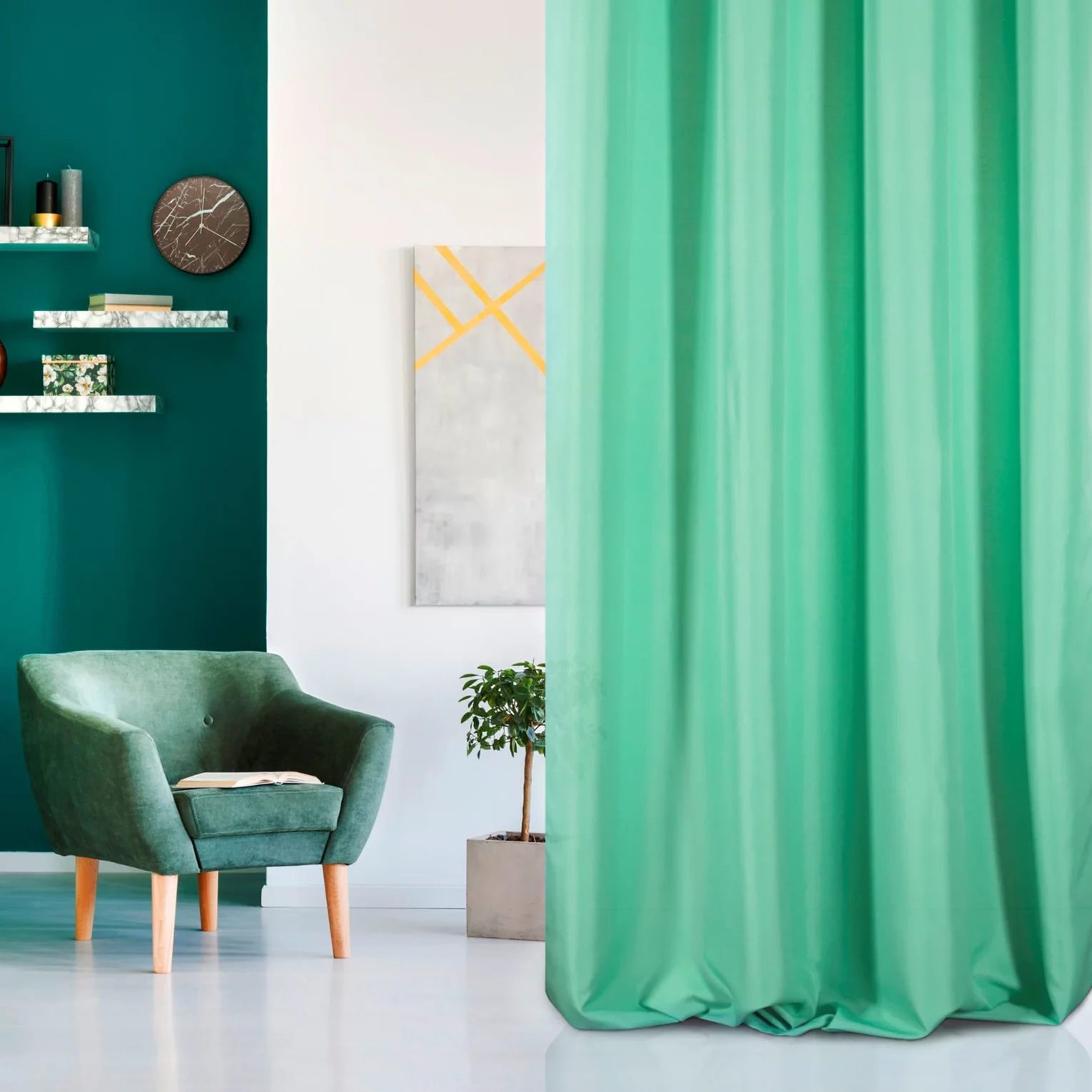 Zasłona miętowa gładka, matowa 140x250 cm przelotka - ADORE - Design 91