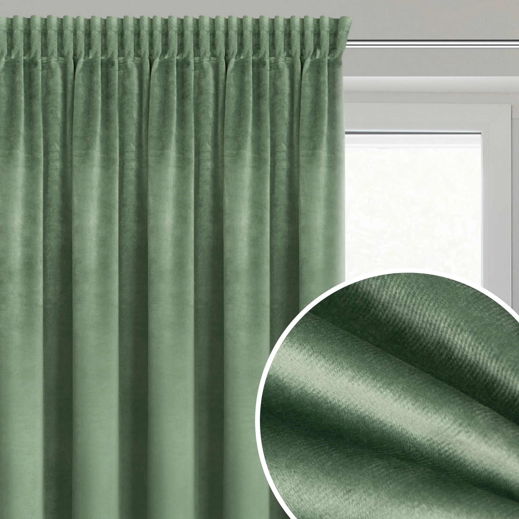 Zasłona welwetowa ciemnomiętowa 140x270 cm taśma - ROSA - Design 91 | eurofirany