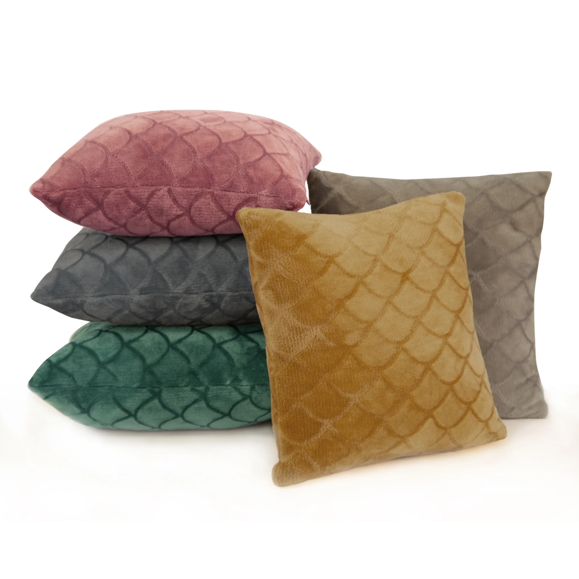 Poszewka na poduszkę 40x40 cm grafitowa dekorowana wzorem rybich łusek MERY DESIGN 91