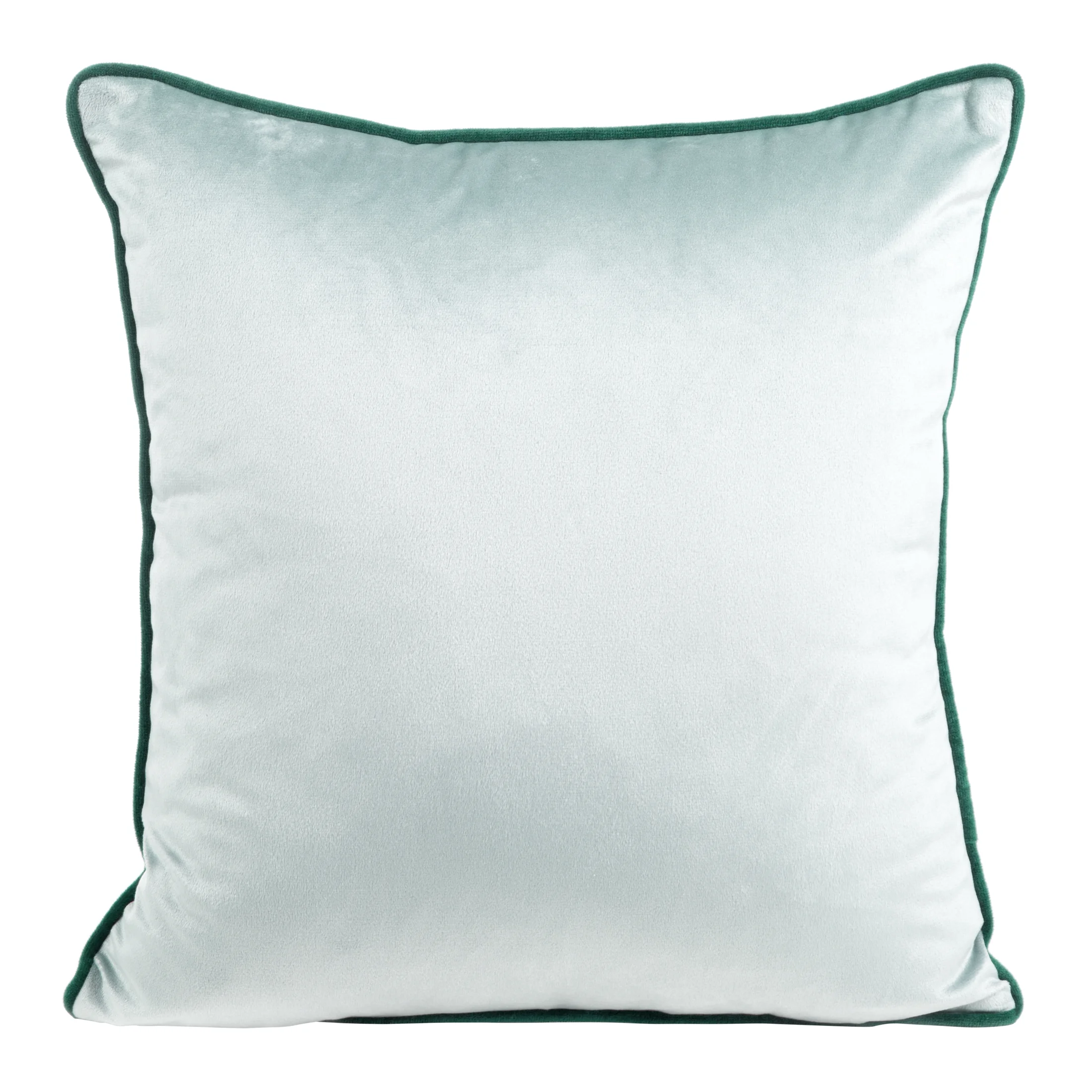 Poszewka na poduszkę 40x40 cm welwetowa kolor morsko, ciemnoturkusowy z ozdobną wypustką na brzegach MEL | eurofirany