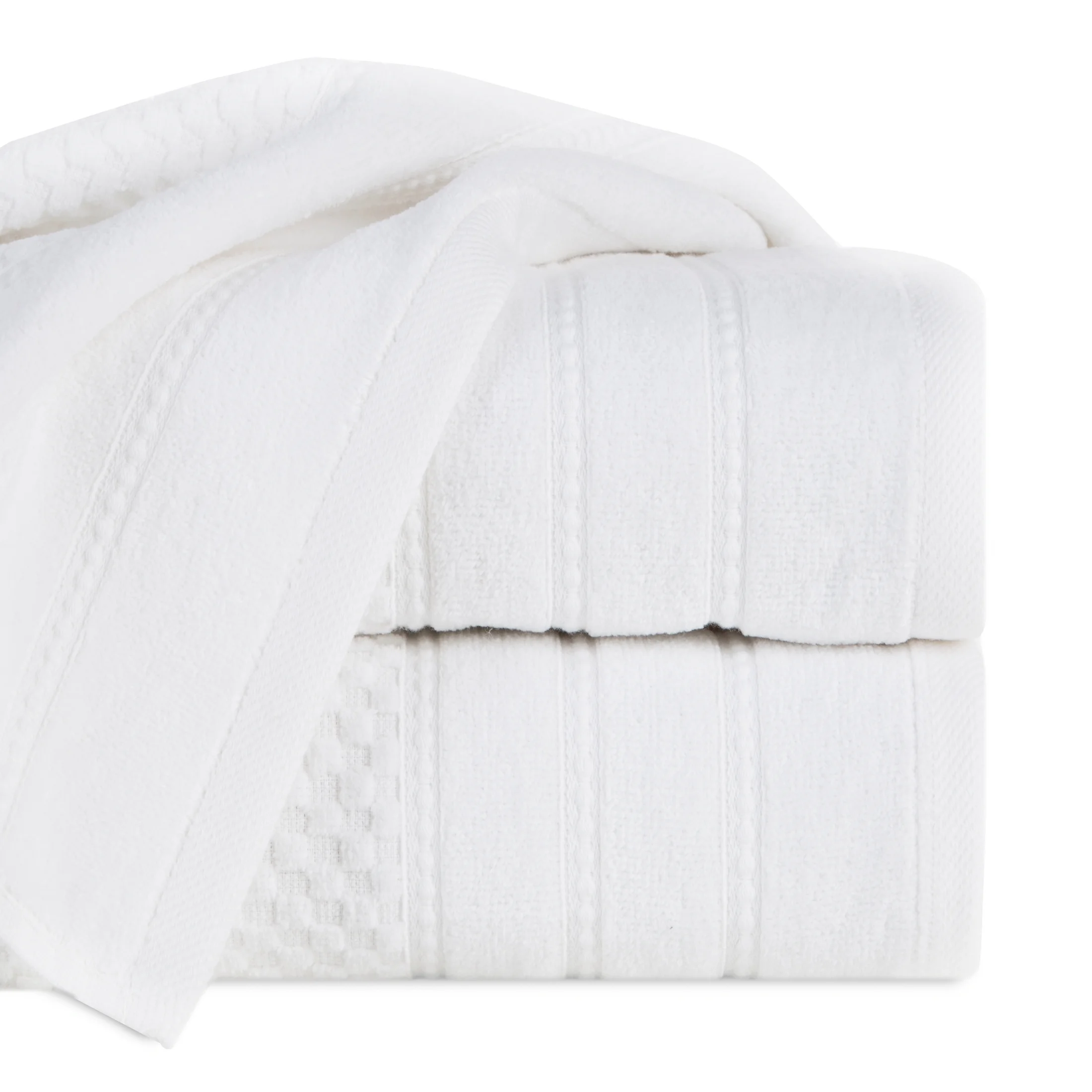 Ręcznik kąpielowy 50x90 cm bawełniany kolor biały z ozdobną bordiurą w paseczki 500 g/m2 ADORE