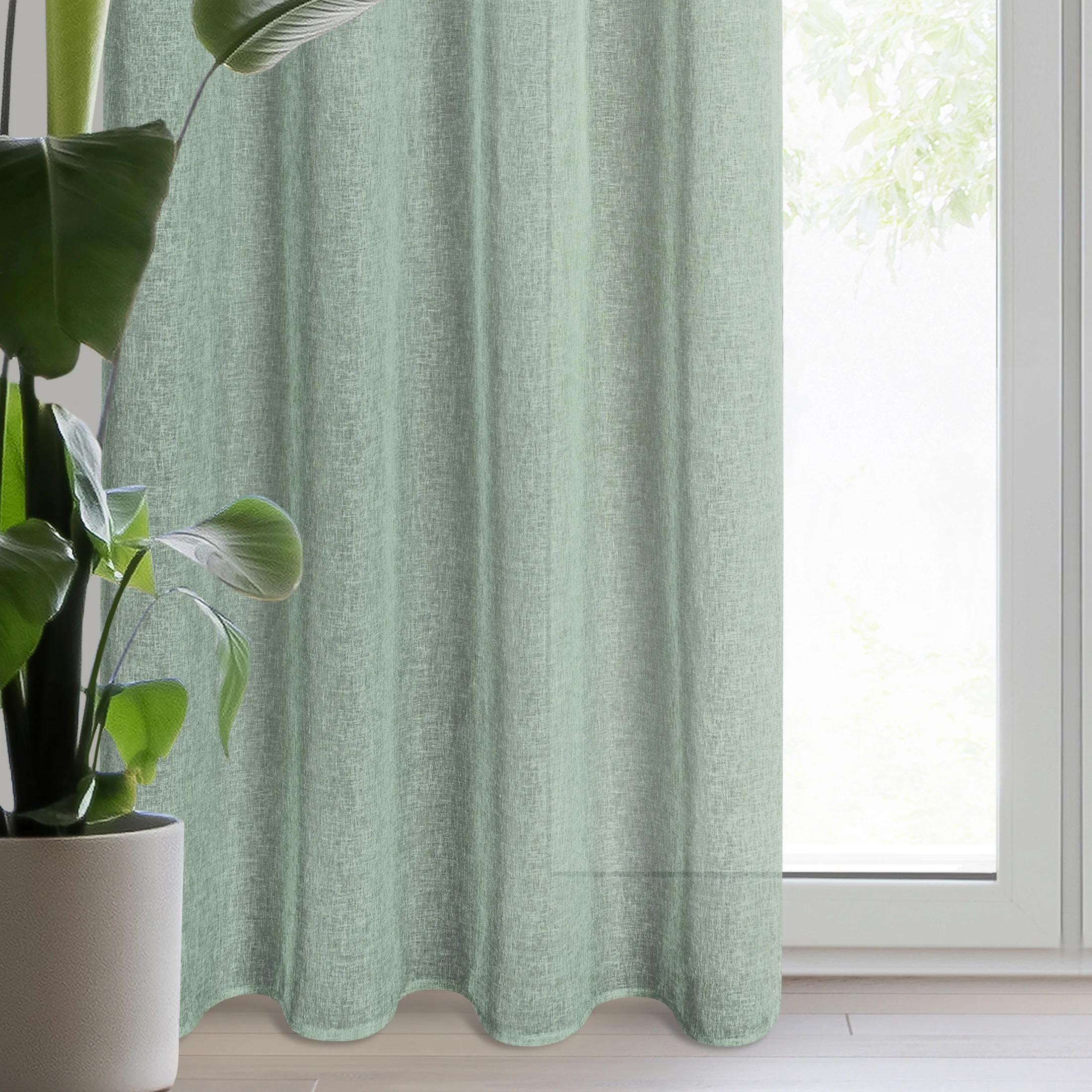 Zasłona miętowa o strukturze deszczyku z etaminy 140x250 cm przelotka ANGELIKA | eurofirany