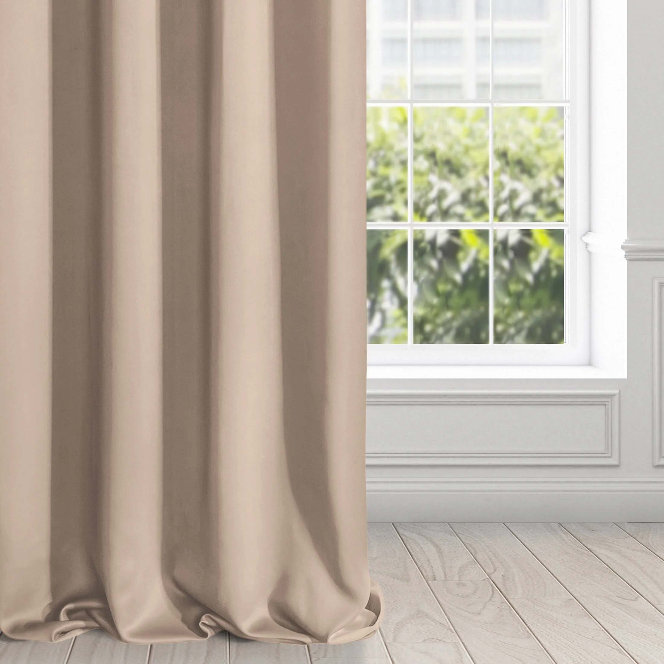 Zasłona beżowa zaciemniająca gładka półmatowa 135x250 cm przelotka LOGAN | eurofirany