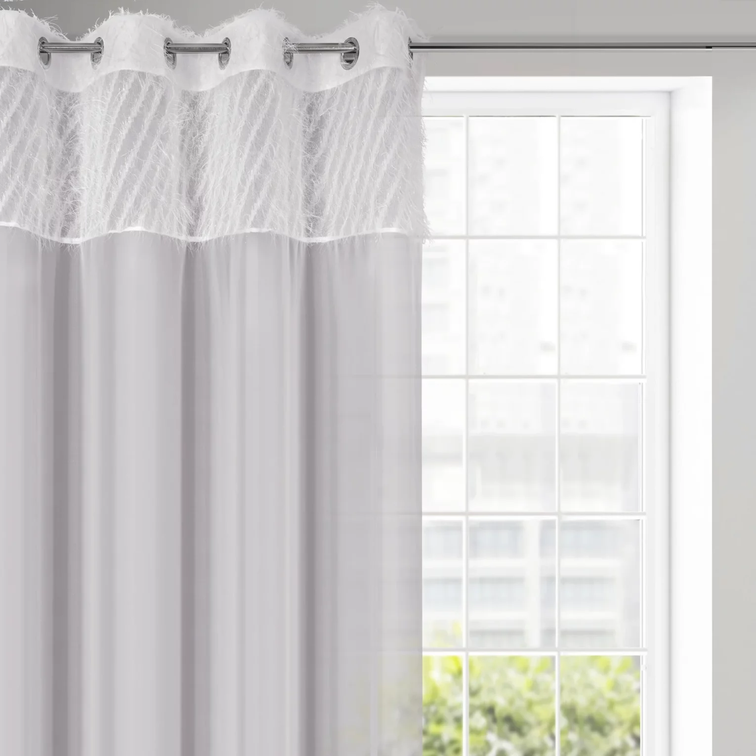 Zasłona jasnoszara w stylu glamour 140x250 cm przelotka - AMIRA