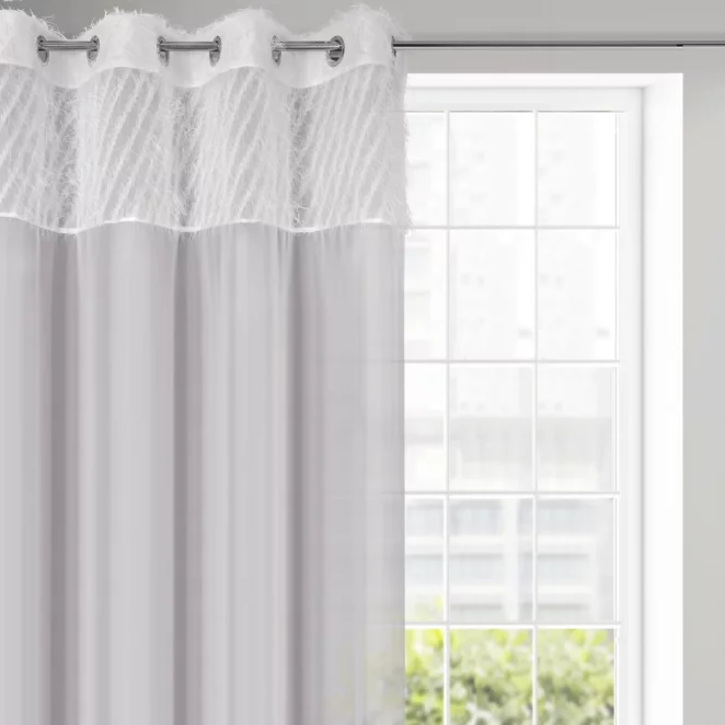 Zasłona jasnoszara w stylu glamour 140x250 cm przelotka - AMIRA