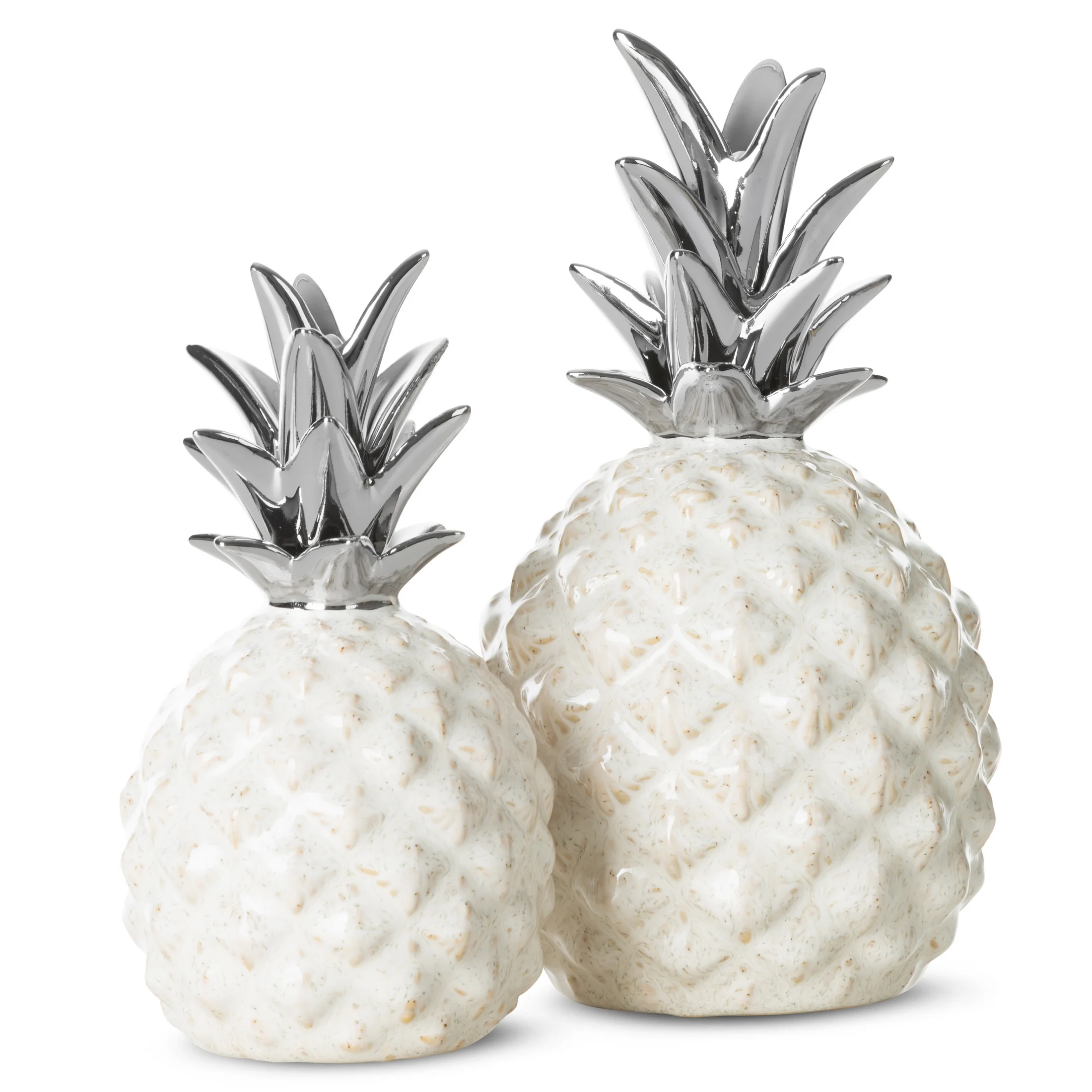Figurka ceramiczna kremowo-srebrna ananas 11x11x20 cm DARLA