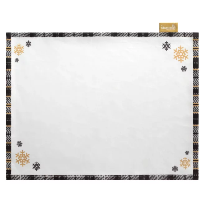 Komplet podkładek 4 szt 30x40 cm biały welwetowy ANGEL z motywem świątecznym