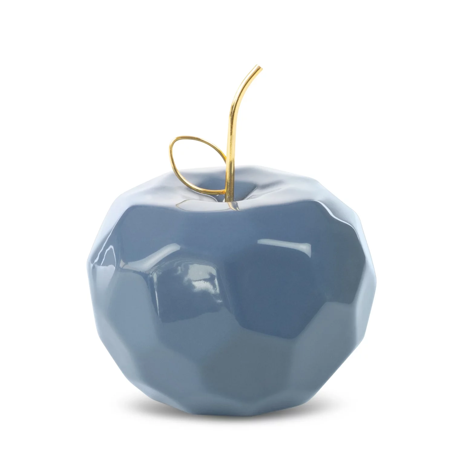 Figurka ceramiczna granatowo-złota jabłko o geometrycznych kształtach średnica 13x10 cm APEL