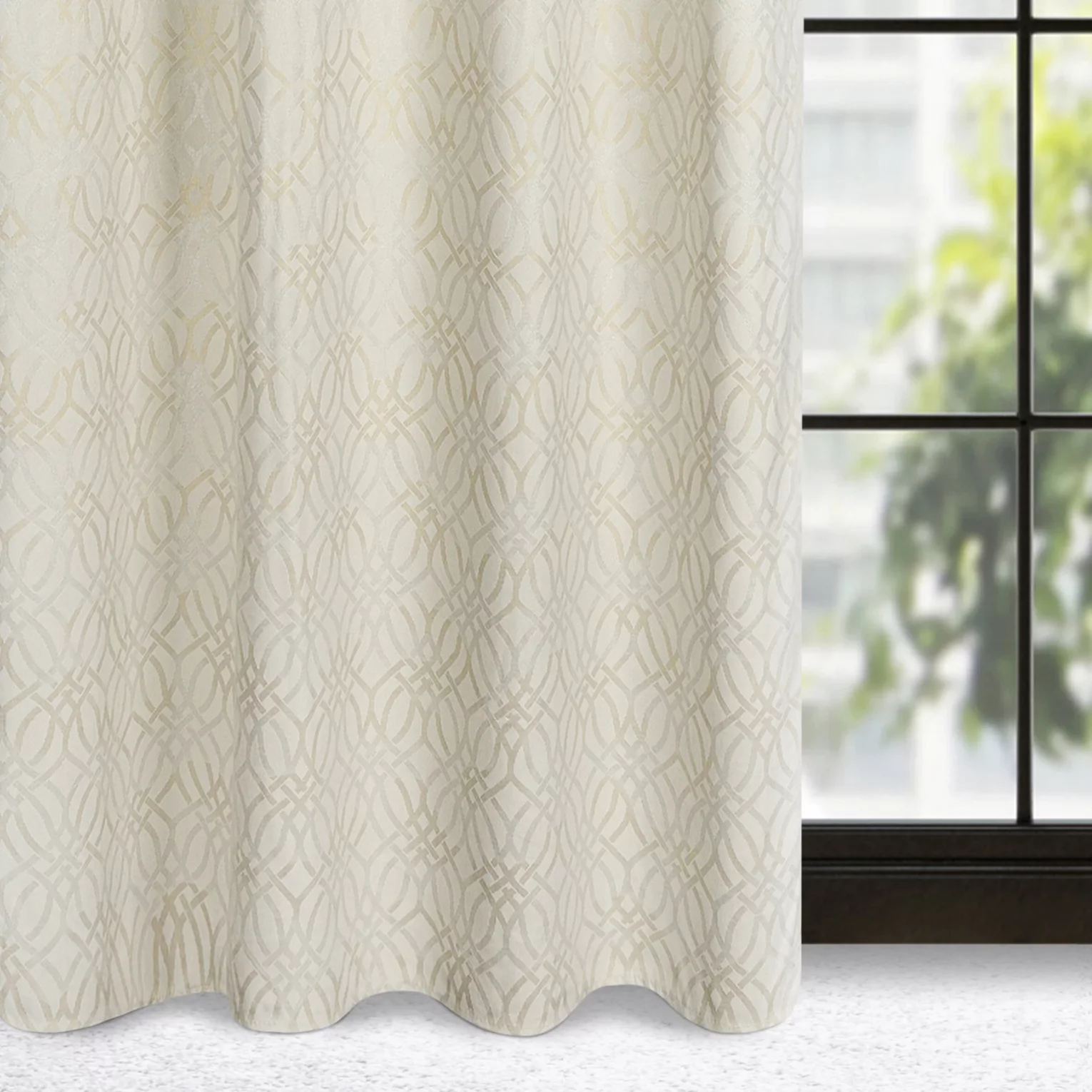 Zasłona kremowa z wytłaczanym wzorem, welwetowa 140x250 cm przelotka - ARETA