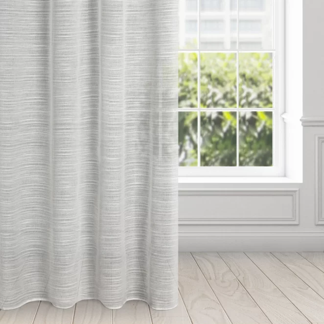 Firana naturalna z efektem deszczyku w poprzeczne prążki 140x250 cm przelotka ARIA