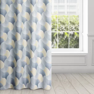 Zasłona szaro, żółta dimout z geometrycznym wzorem 140x250 cm przelotka - ASETA