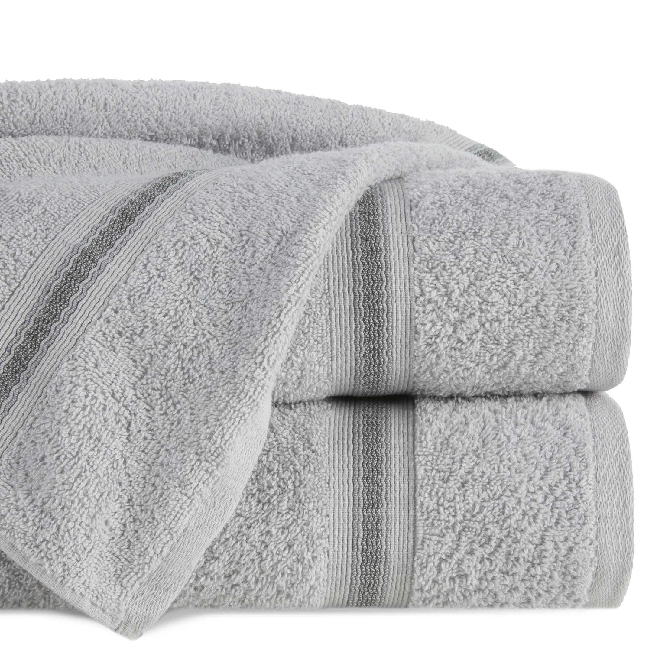 Ręcznik do rąk 30x50 cm bawełniany kolor srebrny w kontrastujące pasy 500 g/m2 TRIS