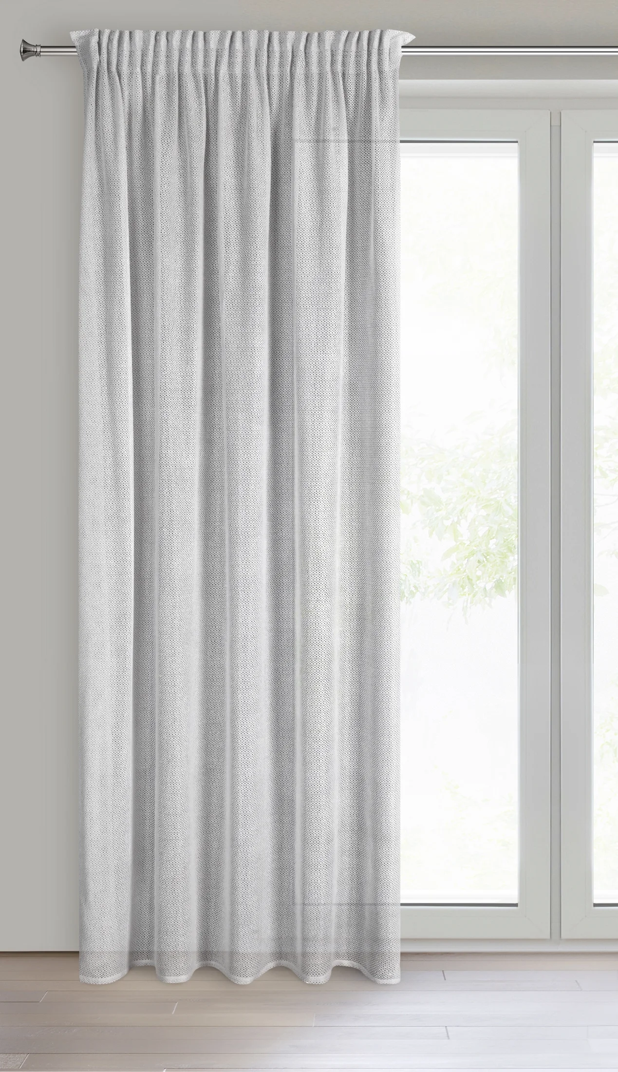 Zasłona srebrna z siateczki 140x270 cm taśma - ALEKSA