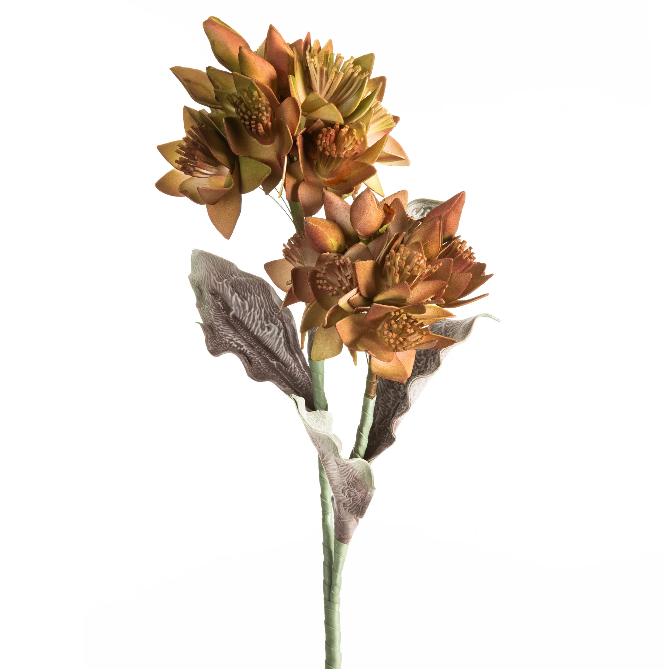 Kwiat sztuczny zielono, brązowy z plastycznej pianki 98 cm